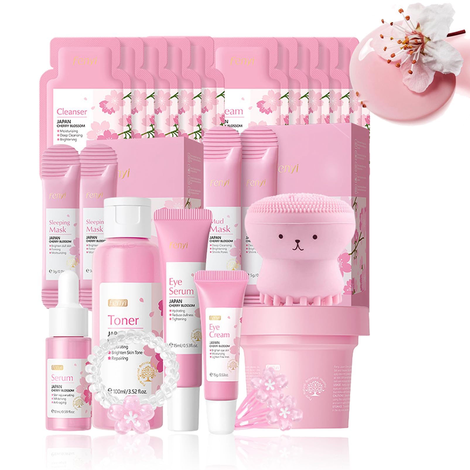 Skin Care Set & Kits,Skincare Gifts Set For Teenage Girls,Sakura Skin Care Set,Cherry Blossom Facial Kits for Women,Japanese Skincare,Beauty Gift Sets for Her(One Size, Cherry Blossom Hydrating)