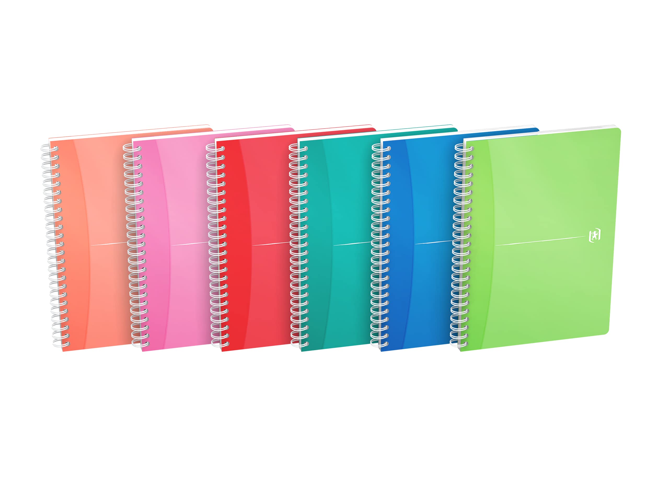 OxfordOffice A5 Translucent Poly Cover Wirebound Notebook Narrow Ruled with Margin 180 Page including Repositionable Divider/Ruler, Assorted Colours, 5 Notebooks