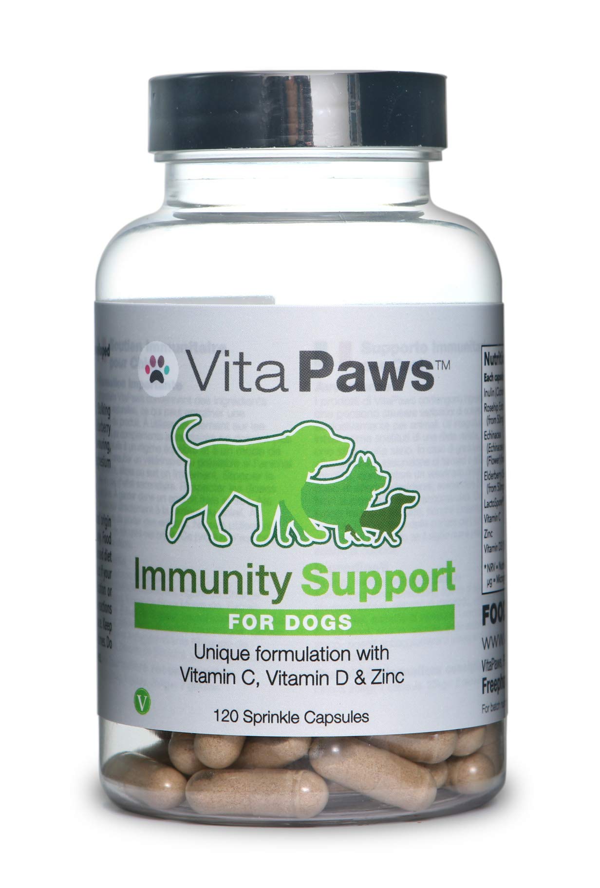 Immune Support Supplement for Dogs | Vitamin C, D & Zinc | Chicken Flavour | 120 Capsules = Up to 4 Month Supply