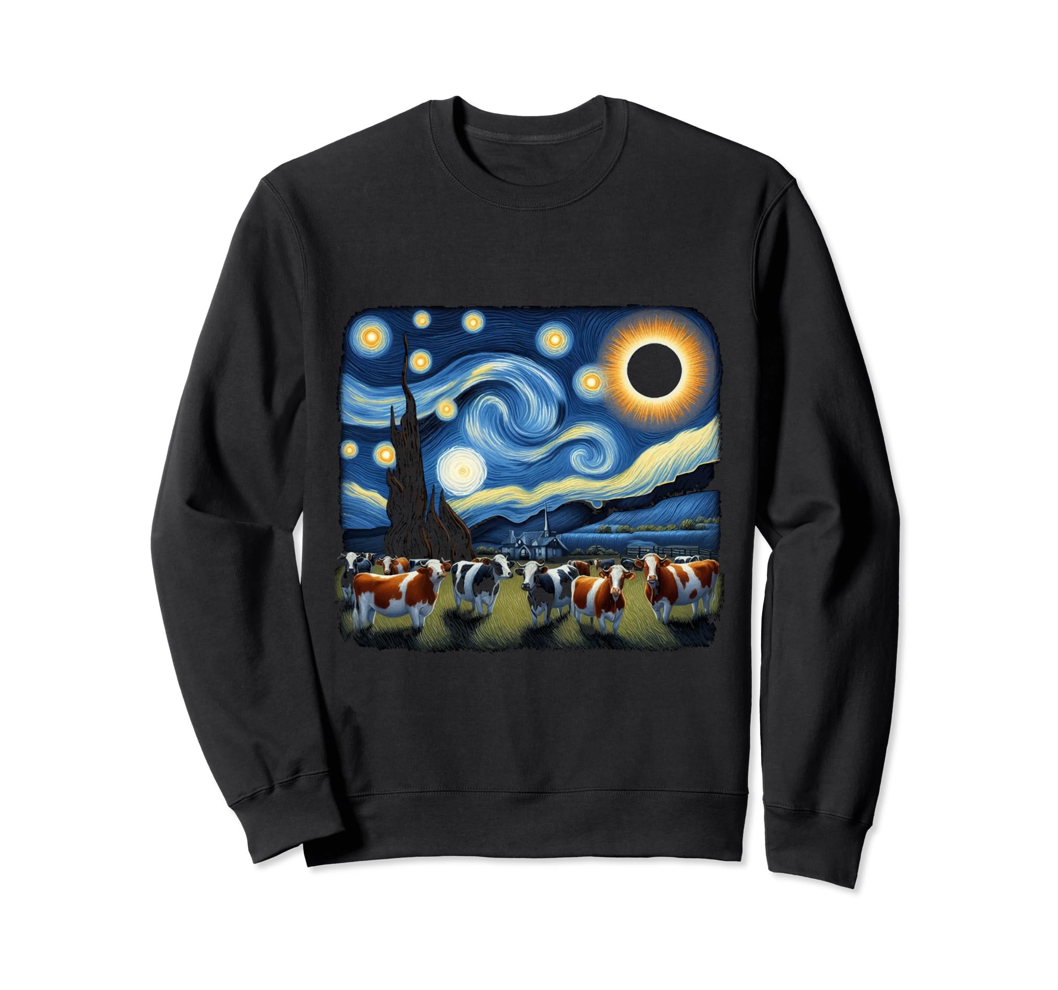 Artistic Cow Looking at Eclipse Cool Total Solar Eclipse Sweatshirt