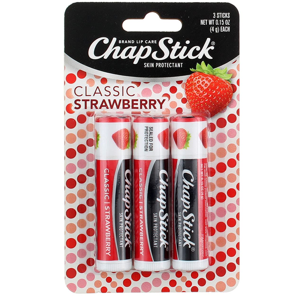 ChapStickClassic, Strawberry Flavor, 0.15 oz (Pack of 4)