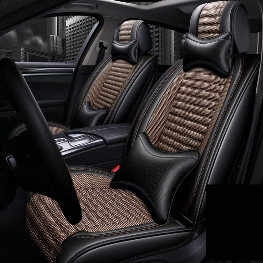 Car seat Car Seat Automobile Seat Cover Four Seasons Pad Compatible with Airbag Seat Cover Waterproof Front And Rear 5 Seat Full Set of Universal Linen Car Seat Automobile Seat Cover,A baby car seat