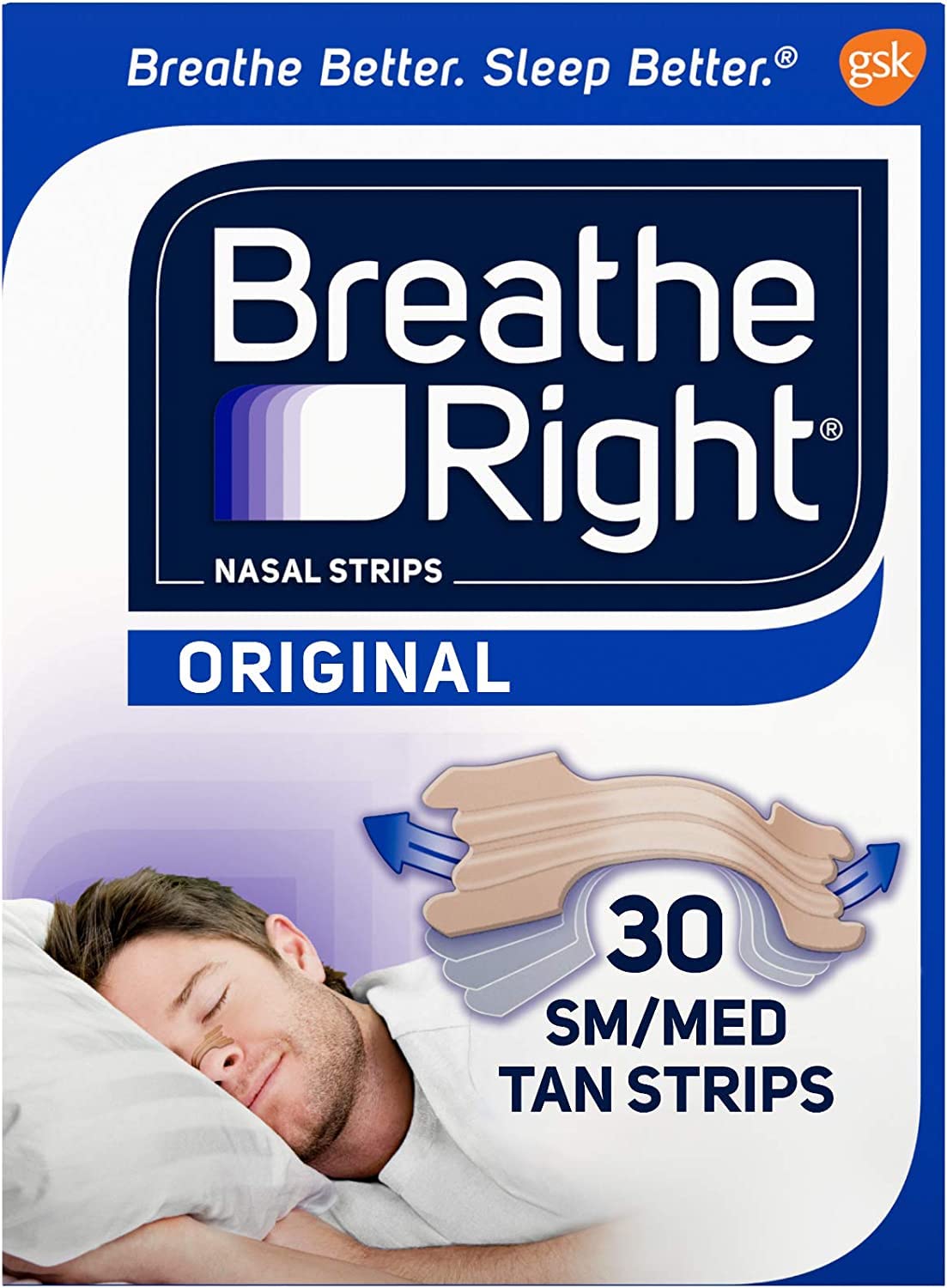 Breathe RightNasal Strips Original Tan Small/Medium 30 ea (Pack of 6)