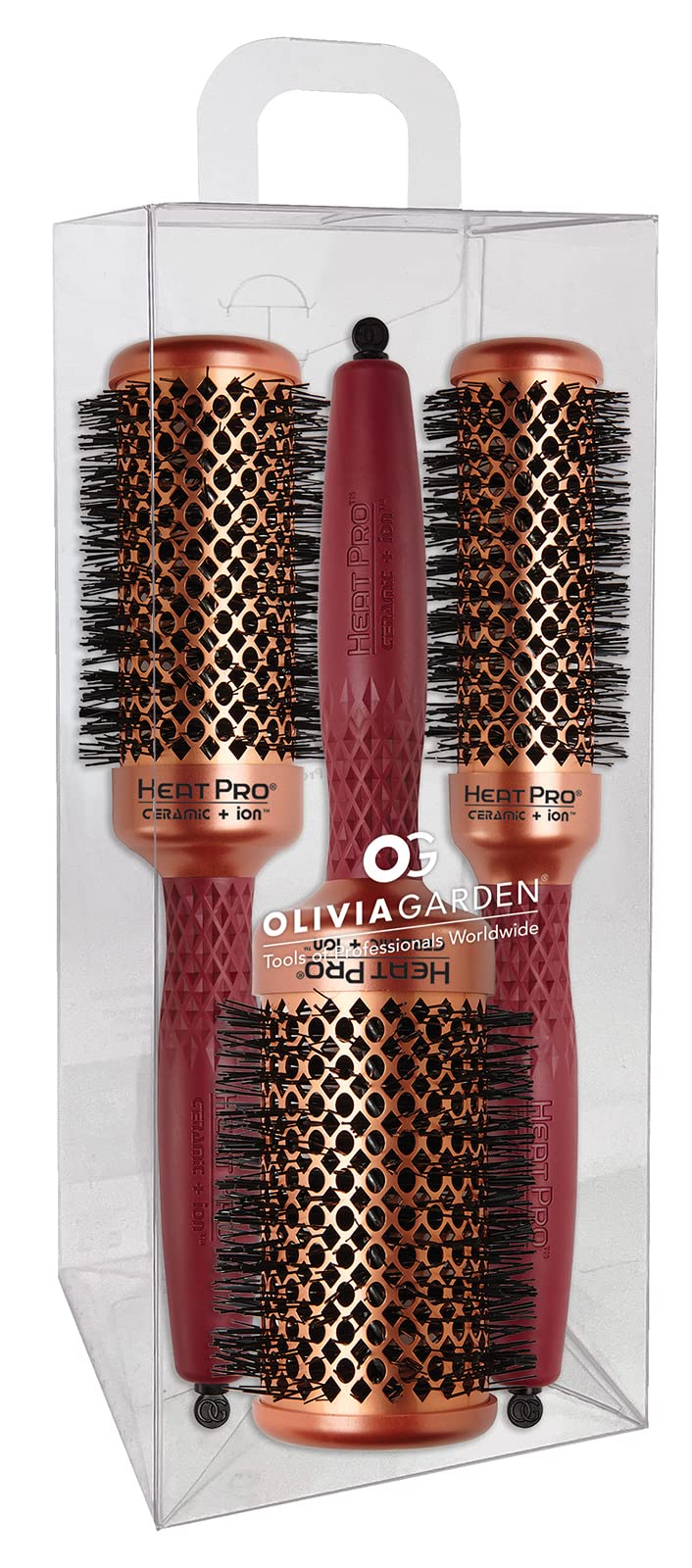 Olivia Garden Heat Pro Round Thermal Hair Brush Set, 3 Count