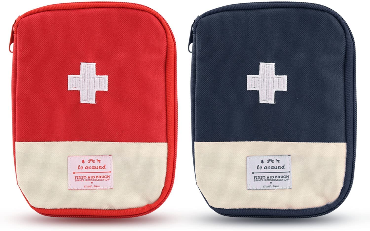 SYOSI Travel Mini First Aid Pouch, Portable Mini First Aid Kit Storage Bag for Medicine Boxes Medical Kits Empty Bag for Sports Camping Hiking Outdoor Activities Emergency, 2Pcs