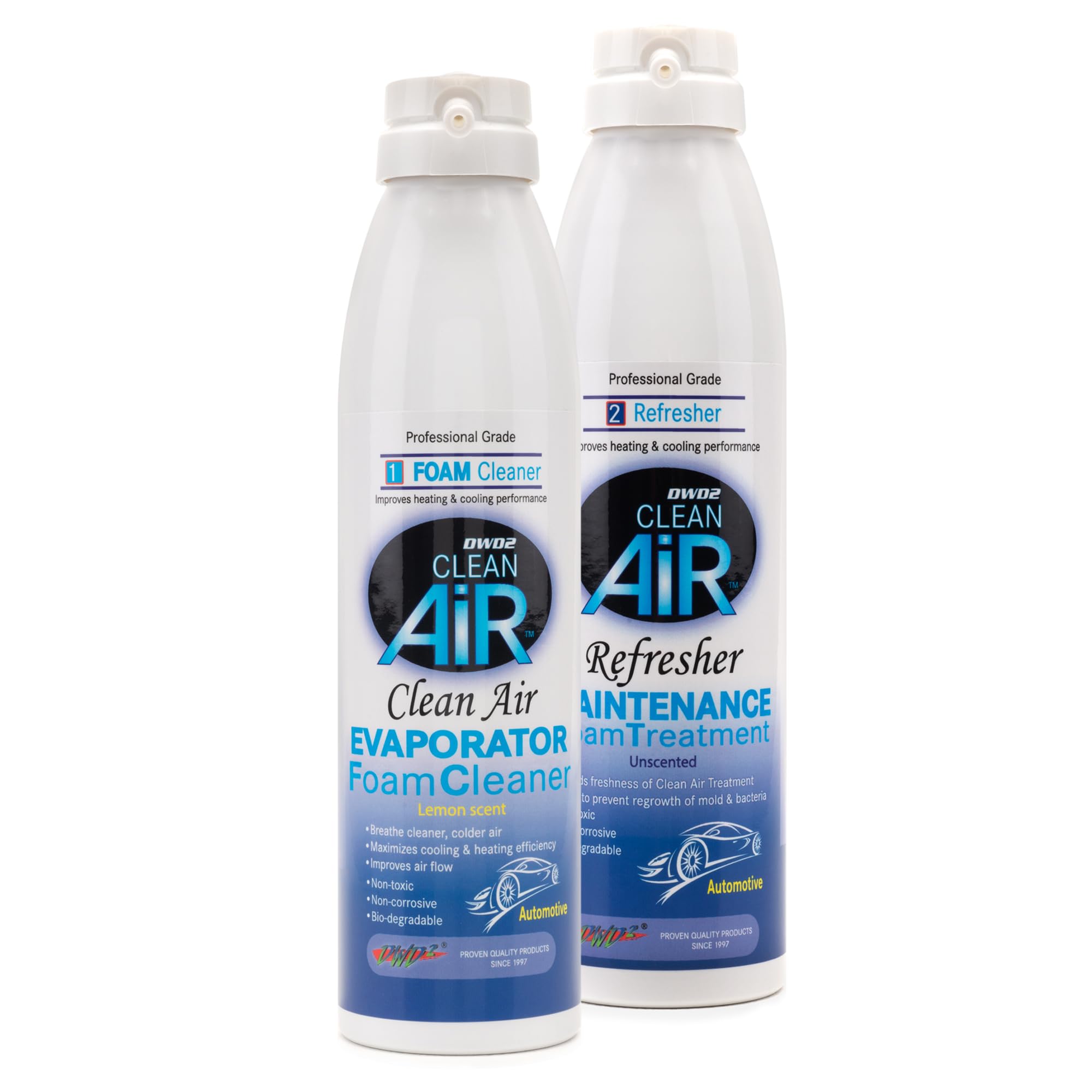 Clean Air 2 Pack Bundle Automotive AC Coil Cleaner for Car AC condenser and evaporator Coils Air Conditioner Cleaner Spray Refresh Your Air (Lemon)