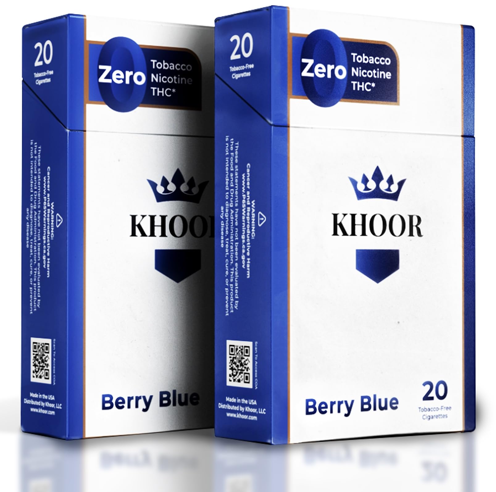 KHOOR Herbal Cigarettes - 2 Berry Blue Packs, Non-Addictive, Tobacco-Free & Nicotine-Free, Traditional Cigarette Substitute, Premium Blueberry Flavor - 2 Packs (40 Sticks)