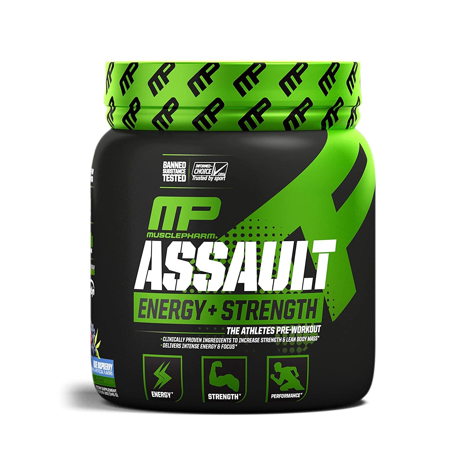 MusclePharm Muscle Pharm Assault Pre-Workout System, Blue Raspberry, 30 Servings, 0.76 Pound