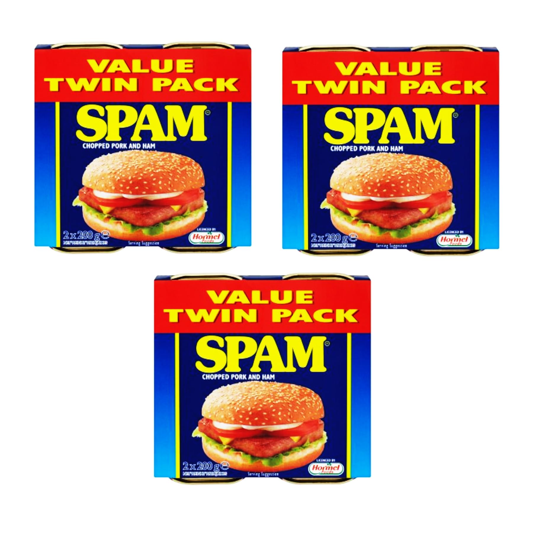 Spam Chopped Pork and Ham 6 Pack Bundle - with 6 x 200g Cans Hormel Spam - Delicious and Versatile