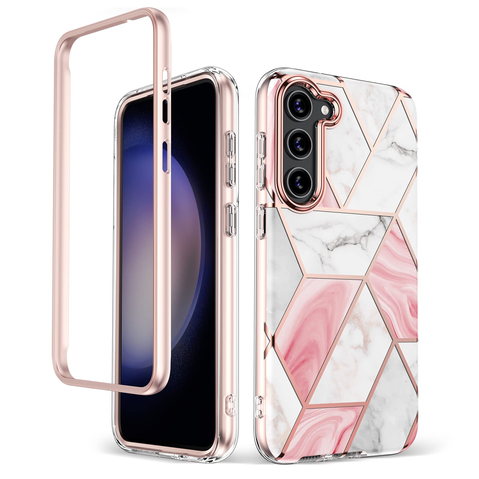 GOLINKMarble Mobile Phone Case for Samsung Galaxy S23 5G 2023 Release 6.1 inch, Slim Stylish Protective Shockproof Bumper Case (Without Built-in Screen Protector) - Pink Marble