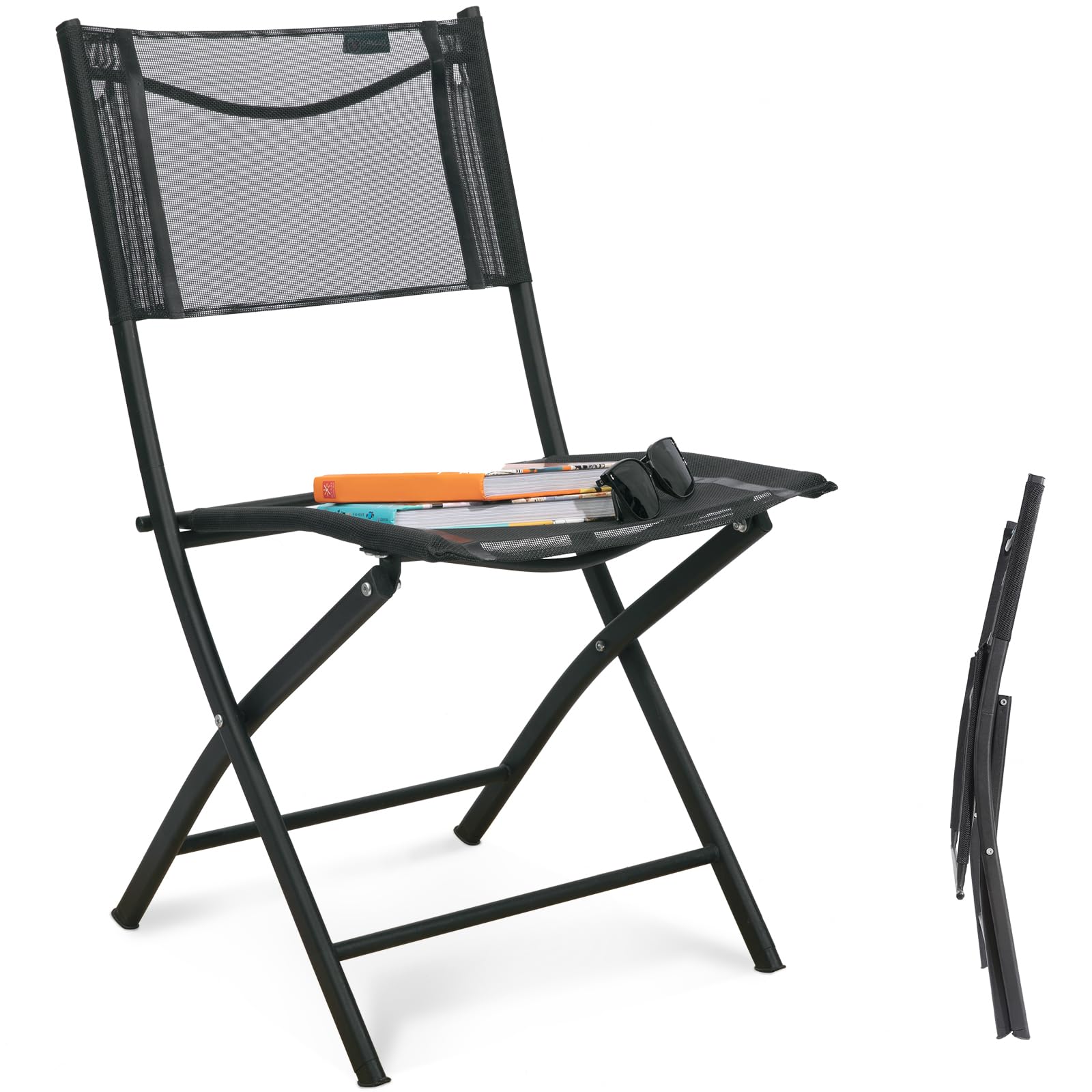 Homecall Garden camping folding chair black textilene