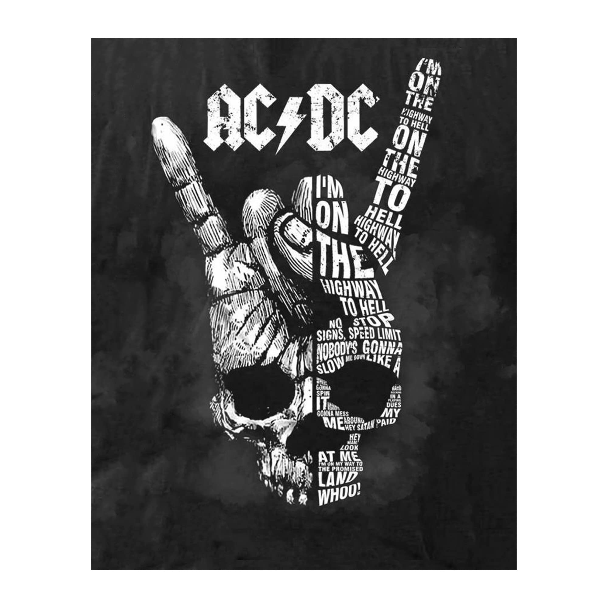 AC/DC Band - Highway To Hell, Iconic Rock Band Song Print, Music Wall Art Decor For Music Room Decor, Studio Decor, Office Decor, Man Cave & Living Room Decor, Unframed Wall Print - 8x10"