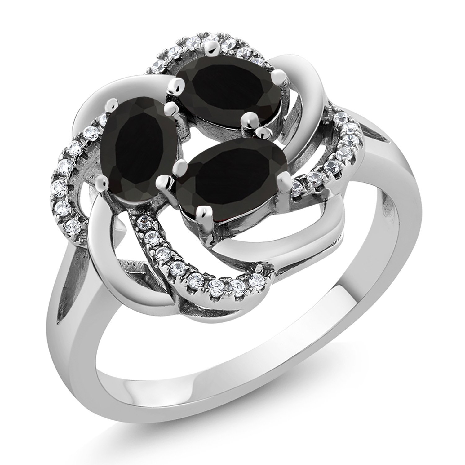 925 Sterling Silver Black Onyx Women's Ring (1.54 Cttw, Gemstone Birthstone, Available In Size 5, 6, 7, 8, 9)