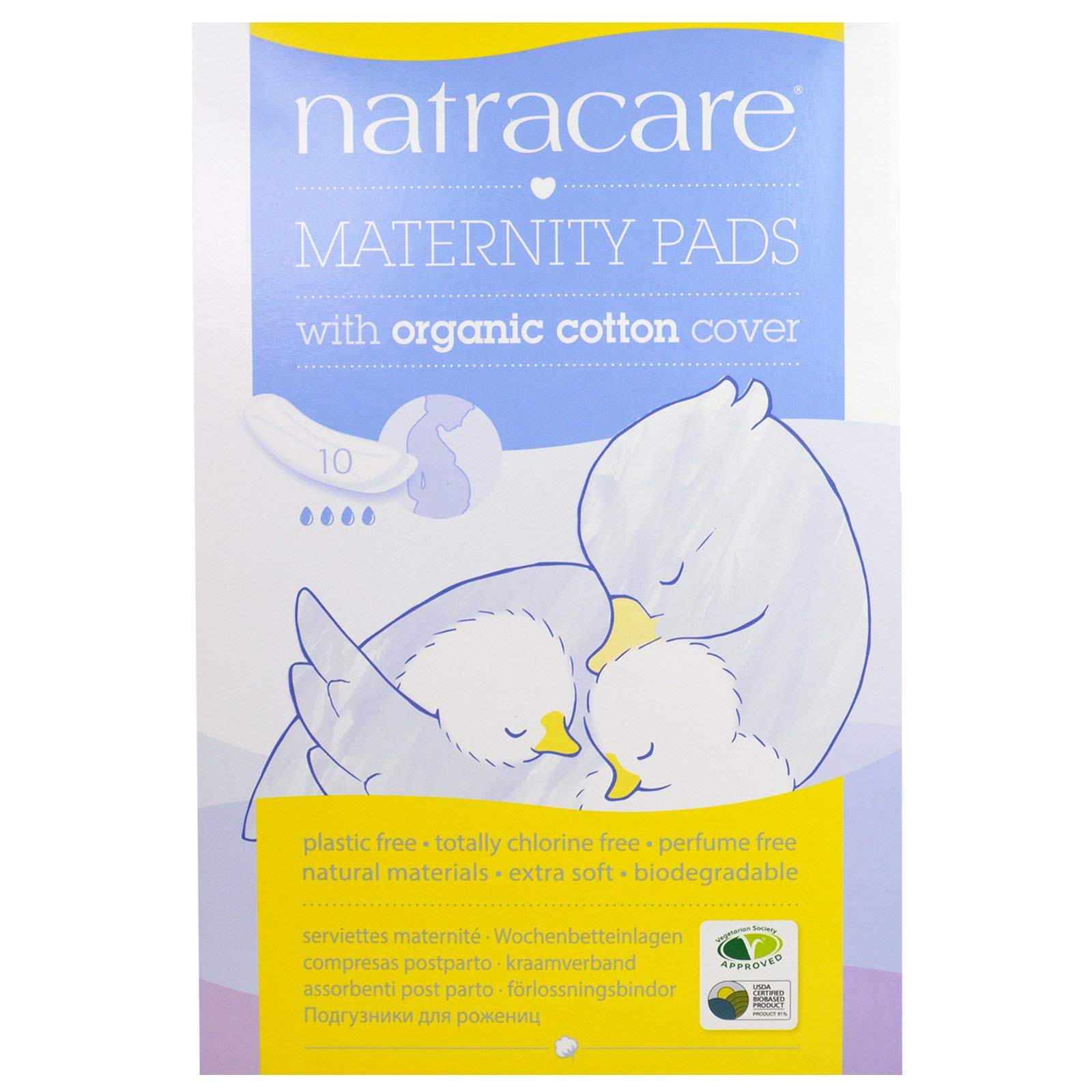 Natracare, Maternity Pads with Organic Cotton Cover, 10 Pads