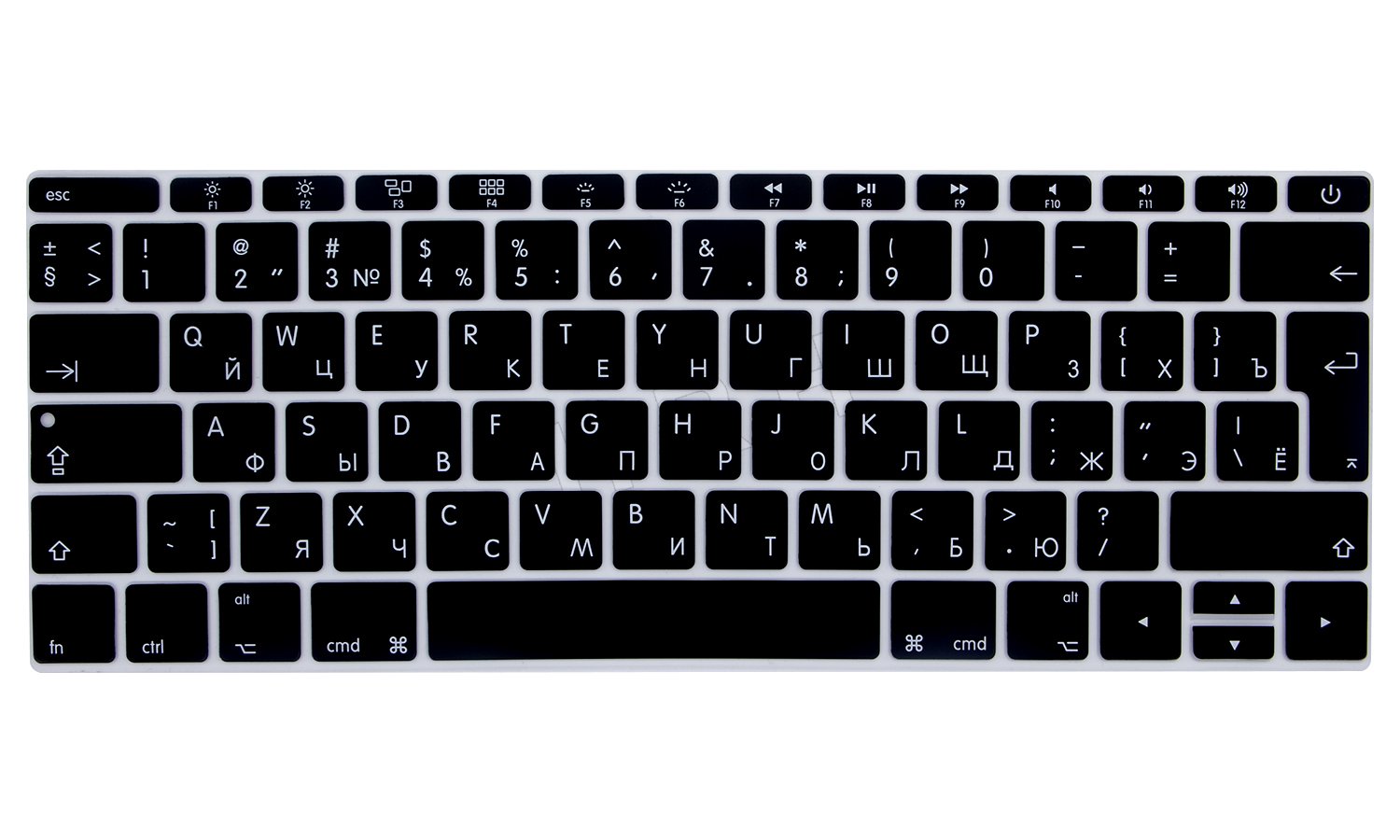 HRH HRH Russian Language Silicone Keyboard Cover Skin for MacBook Pro 13"A1708 A1988 No Touch Bar (2018 2017 2016)&MacBook 12"A1534 with Retina Display(2015)&A1931(2018)European Keyboard Protector-Bla