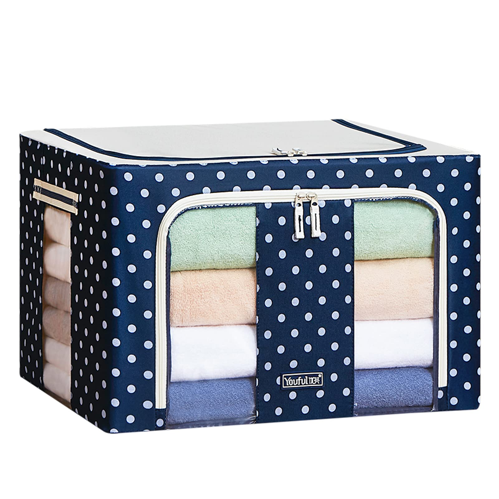 MAYMOONEROxford Fabric Storage Box with Steel Frame,Foldable Stackable Container Organizer Bedroom Closet Organization