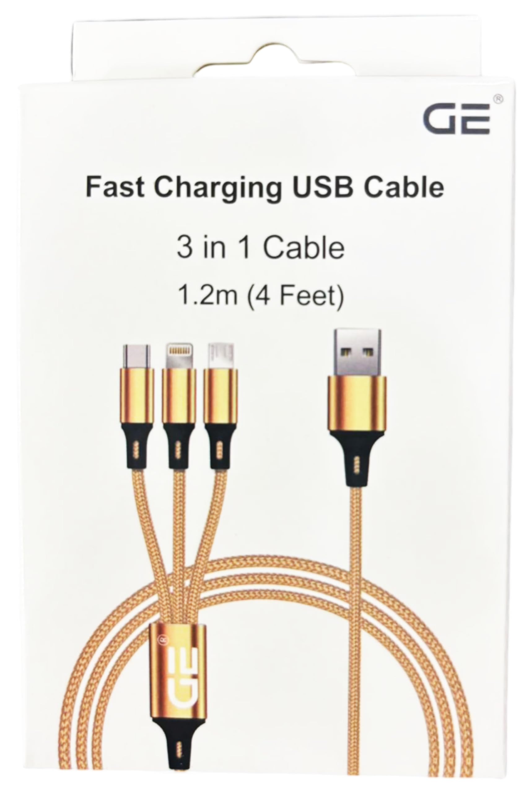 GE® Multi Charging 3 in 1 USB Cable, 1.2m (4 Feet)