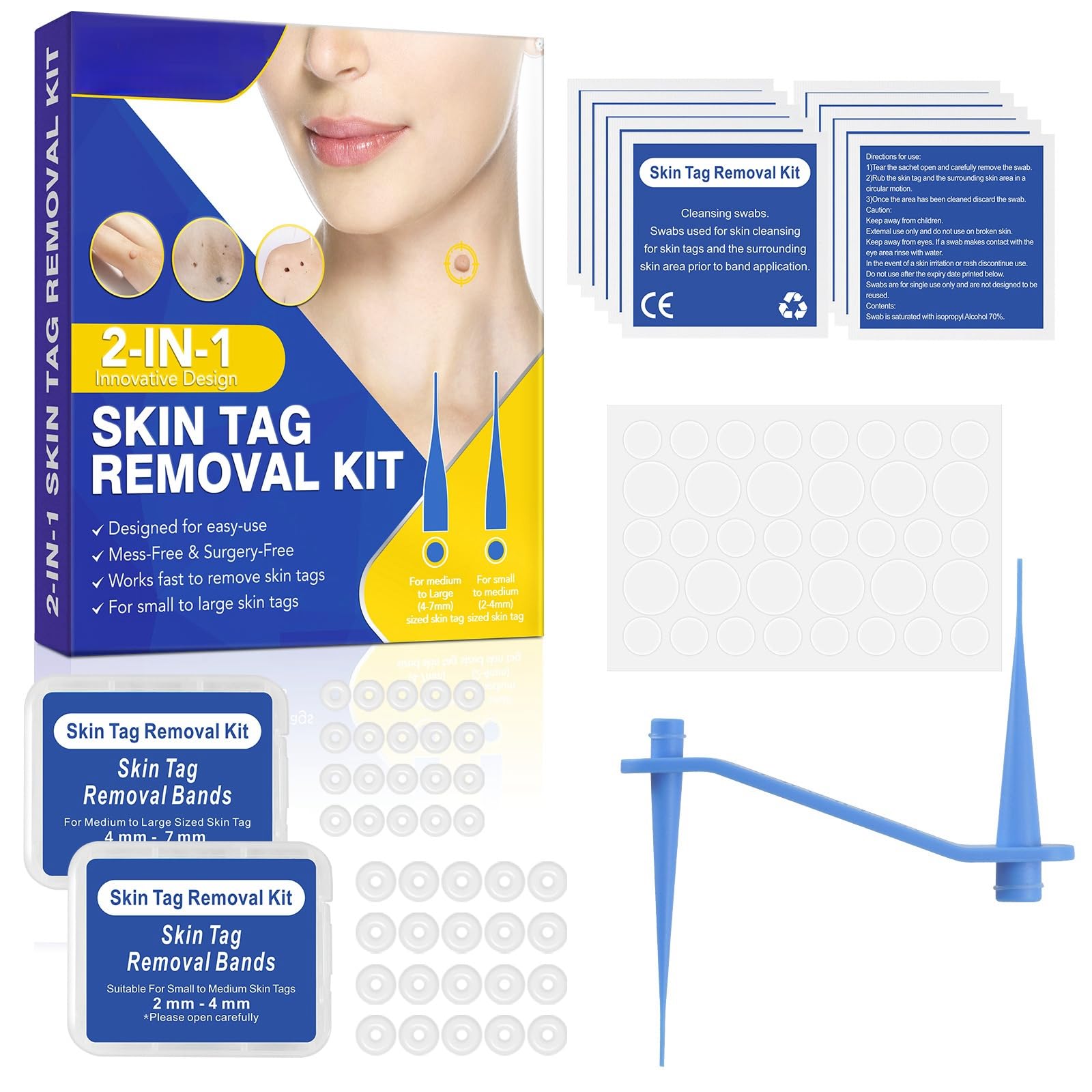 POSICHESkin Tag Removal Kit Wart Removal Suitable For Small to Large Skin Tags, Easy-To-Use Tools, Works Fast to Eliminate Skin Tags, Precise and Targeted Removal, Promotes Smooth and Clear Skin