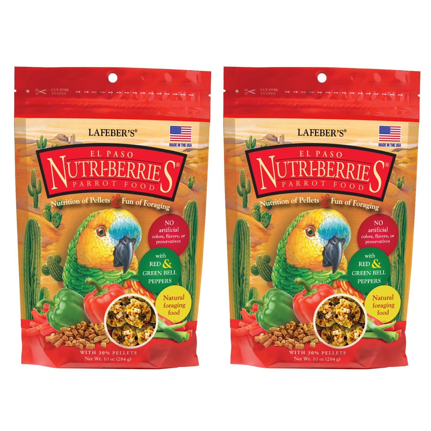 LAFEBER'SEl Paso Nutri-Berries Pet Bird Food, Made with Non-GMO and Human-Grade Ingredients, for Parrots (10 oz Pack of 2)