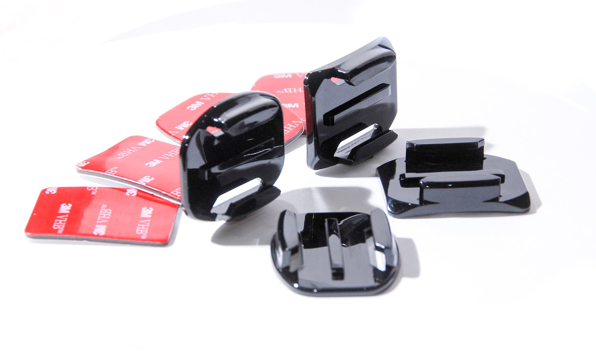 PROtastic 2x Curved + 2x Flat Mounts + 4x Sticky Adhesive Pads for GoPro and SJCAM Action Camera Helmet Mounts