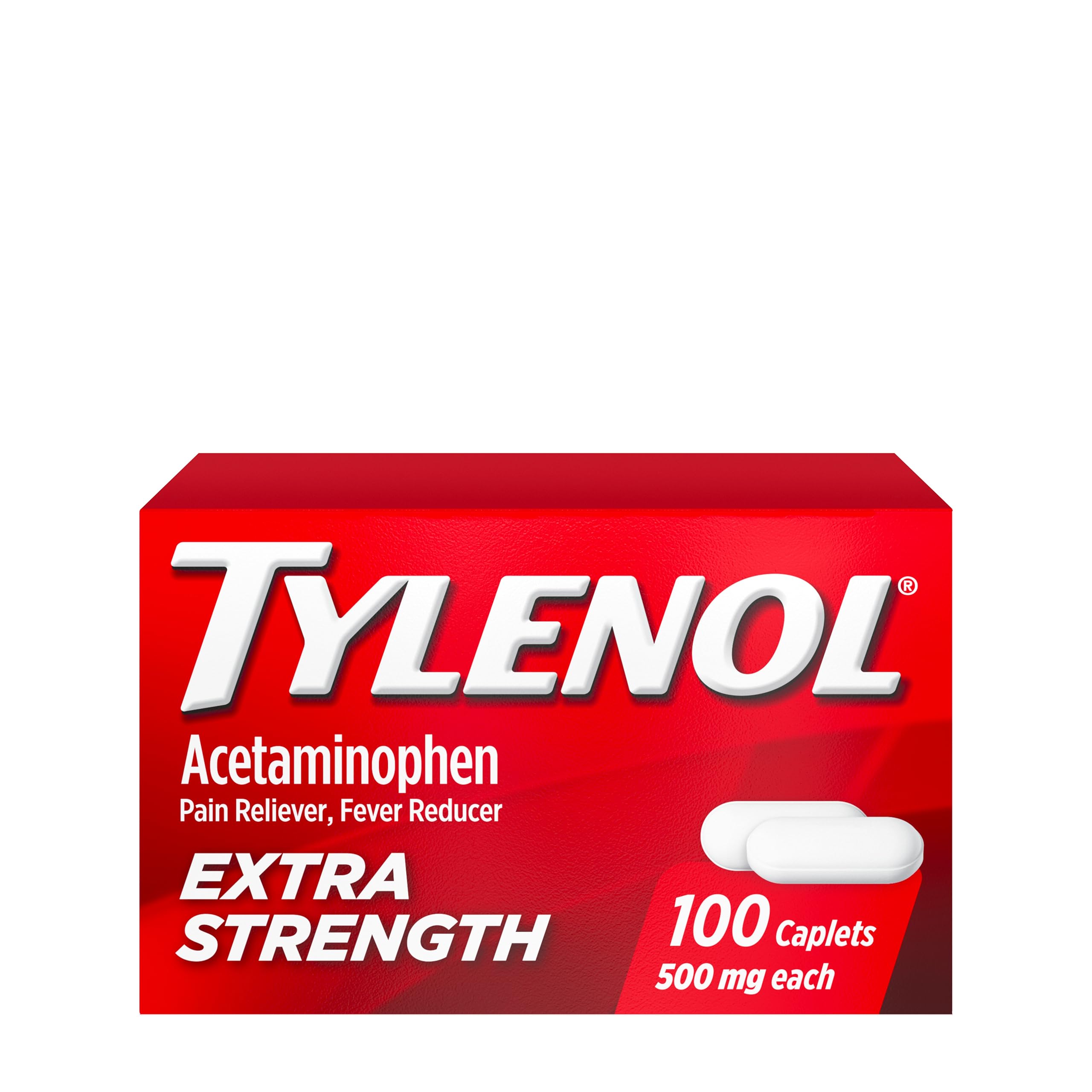 Tylenol Extra Strength Caplets with 500 mg Acetaminophen, Pain Reliever & Fever Reducer, 100 ct