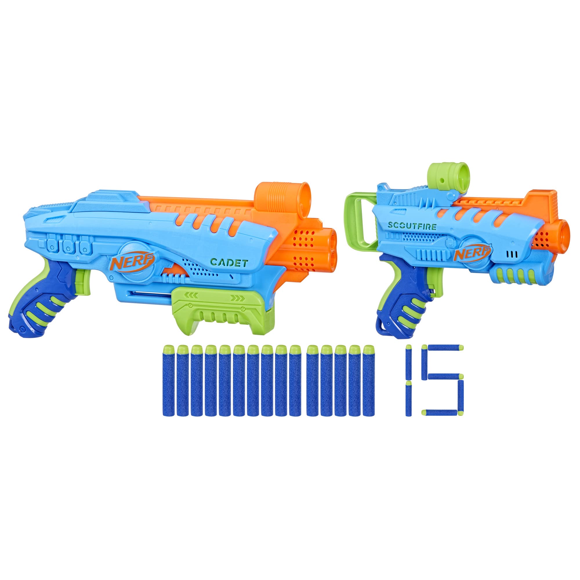 NERF Elite Junior Ultimate Starter Set, 2 Easy Play Blasters, 15 Darts for Kids Outdoor Games, Ages 6 & Up