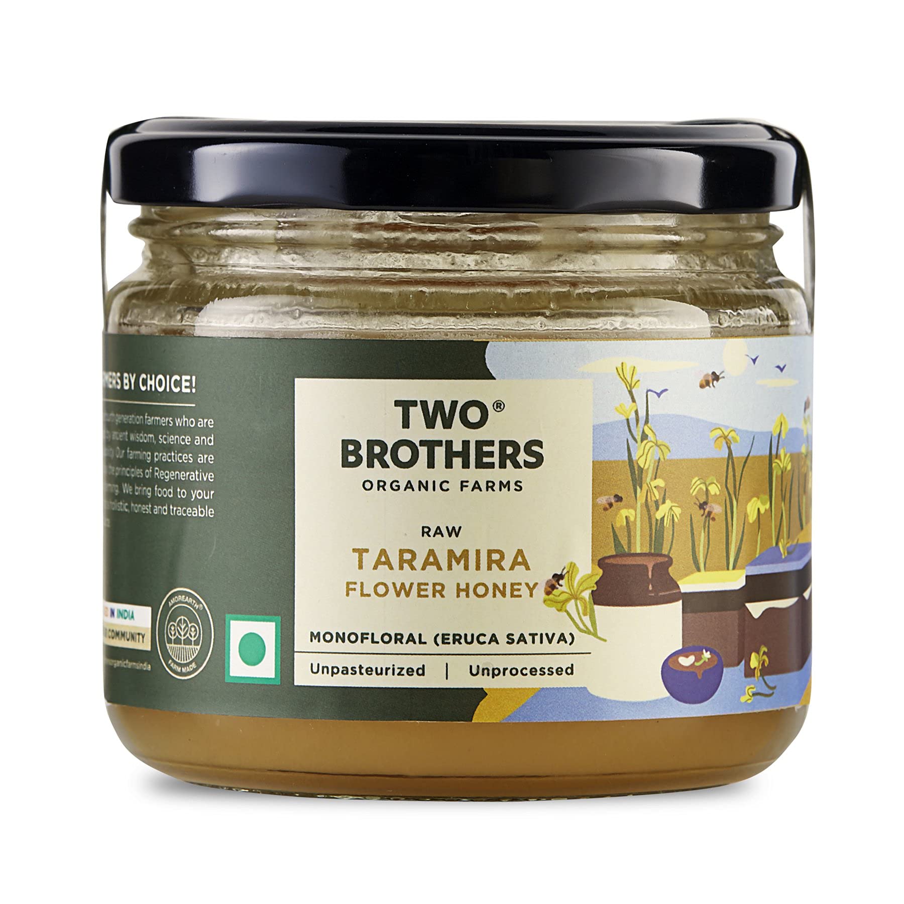 TWO BROTHERSOrganic Farms Pure Raw Natural Mono Floral Honey/UnPasteurised, Gluten-Free (Taramira)