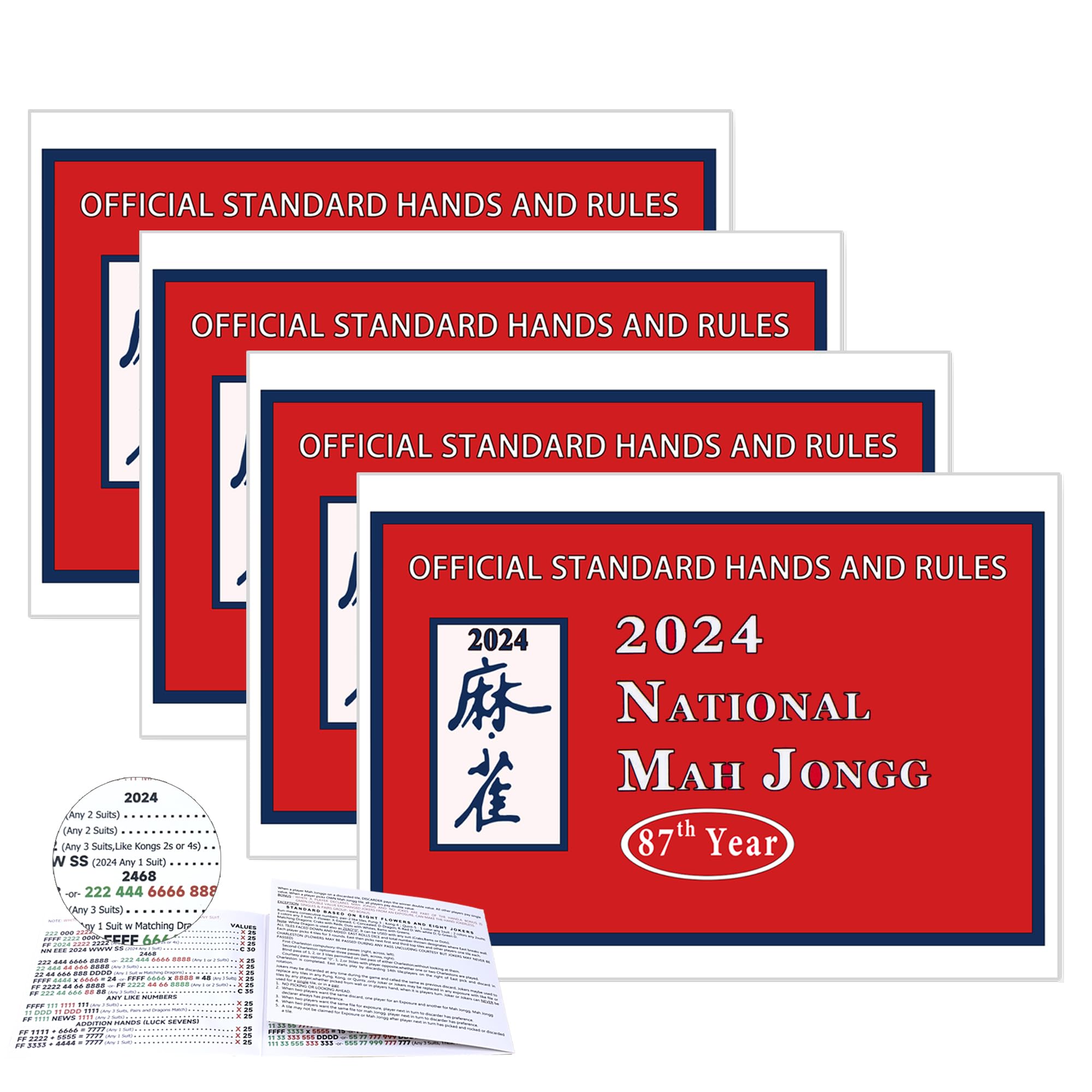 Mahjong Cards 2024, Large Size Mah jongg Cards 2024 Standard Hands and Rules - 4 PCS