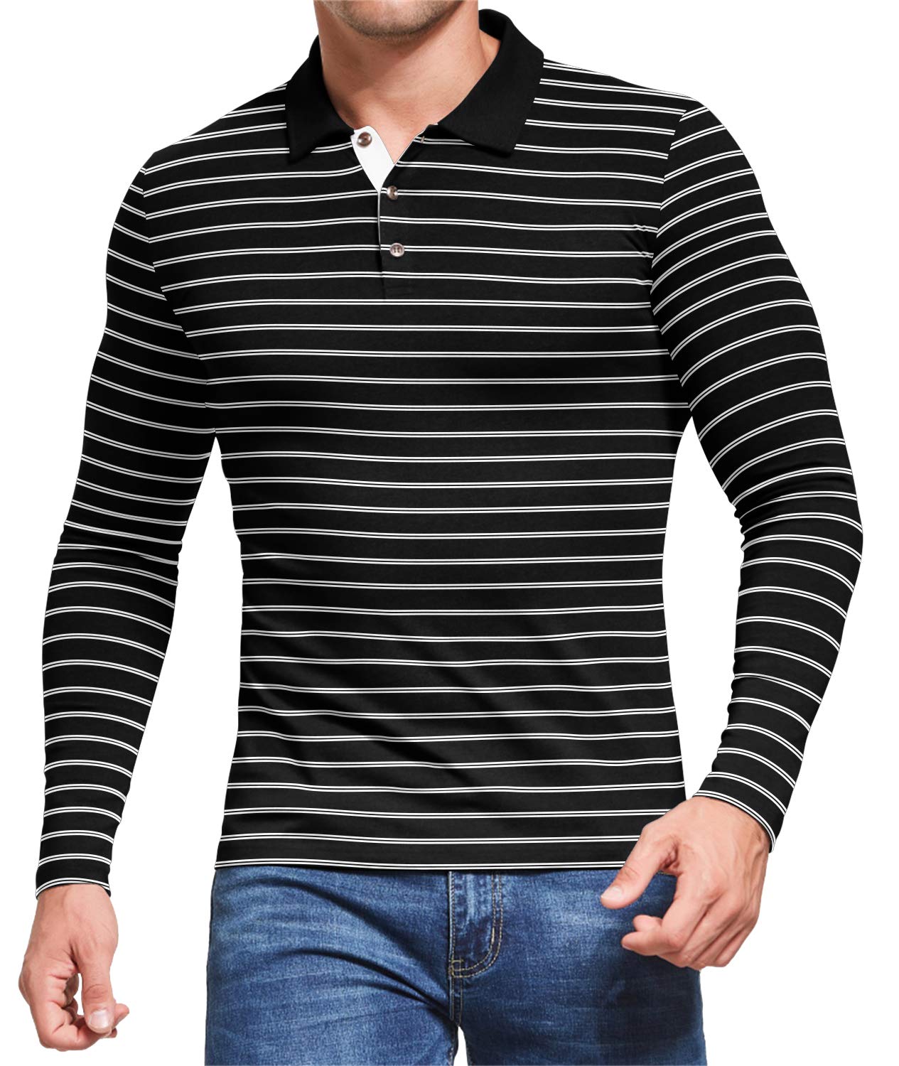 Men's Polo Shirt Short/Long Sleeve Casual Slim-fit Basic Designed Stripe Cotton Shirts