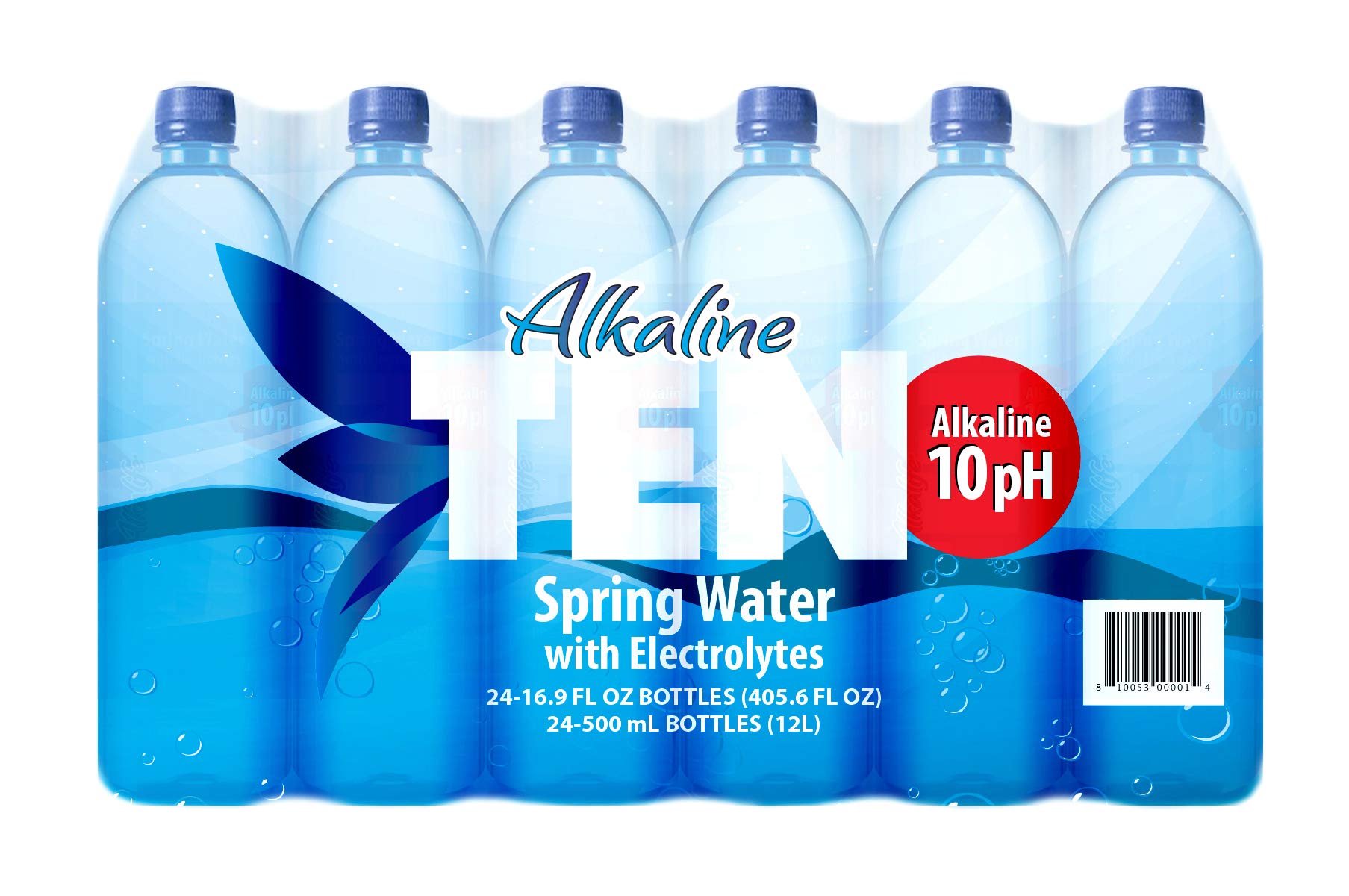 TENAlkaline Spring Water, pH 10, High in Electrolytes, 16.9 Fl Oz (Pack of 24)