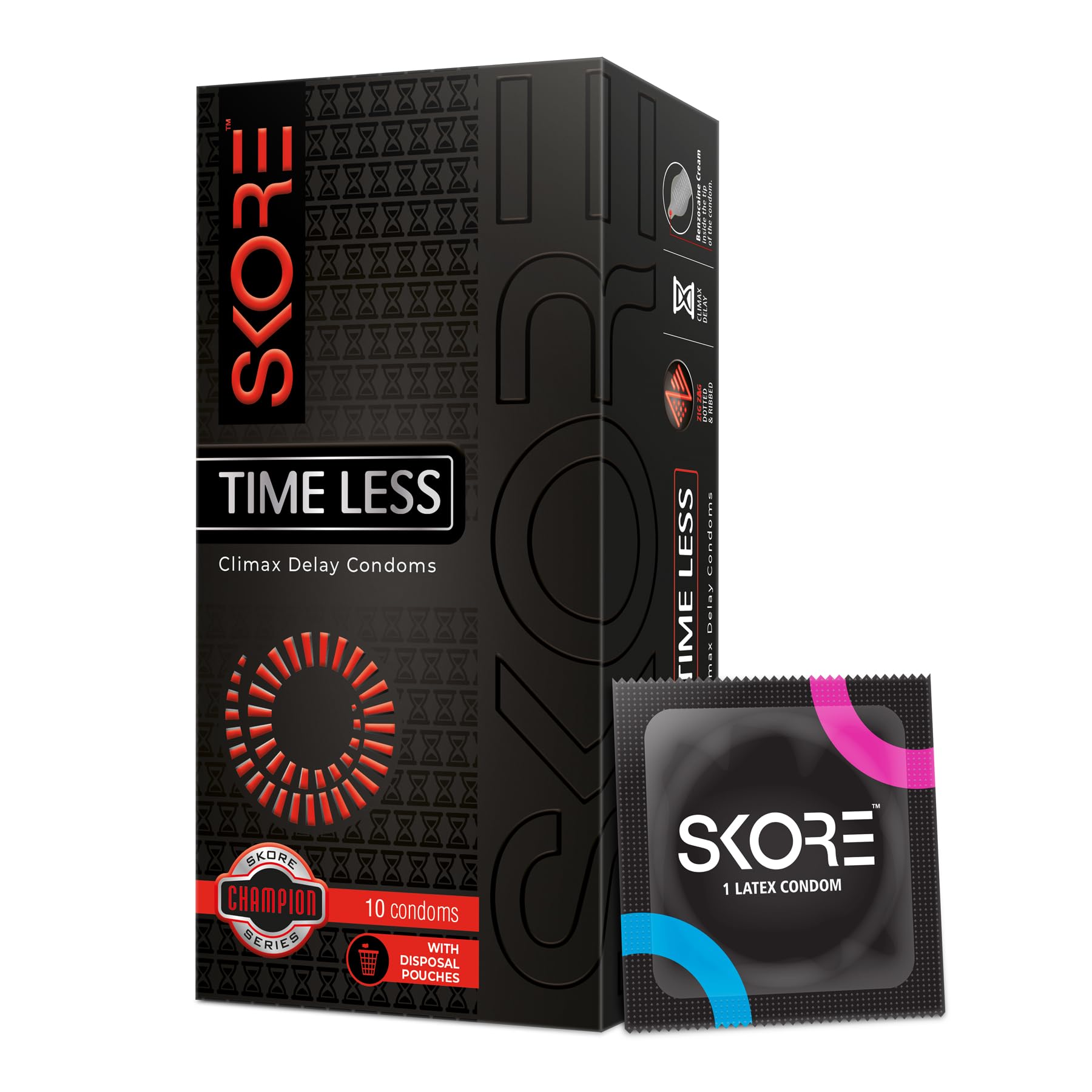 Skore Timeless Condoms | With Disposal Pouches - 1 Pack (10 pieces)