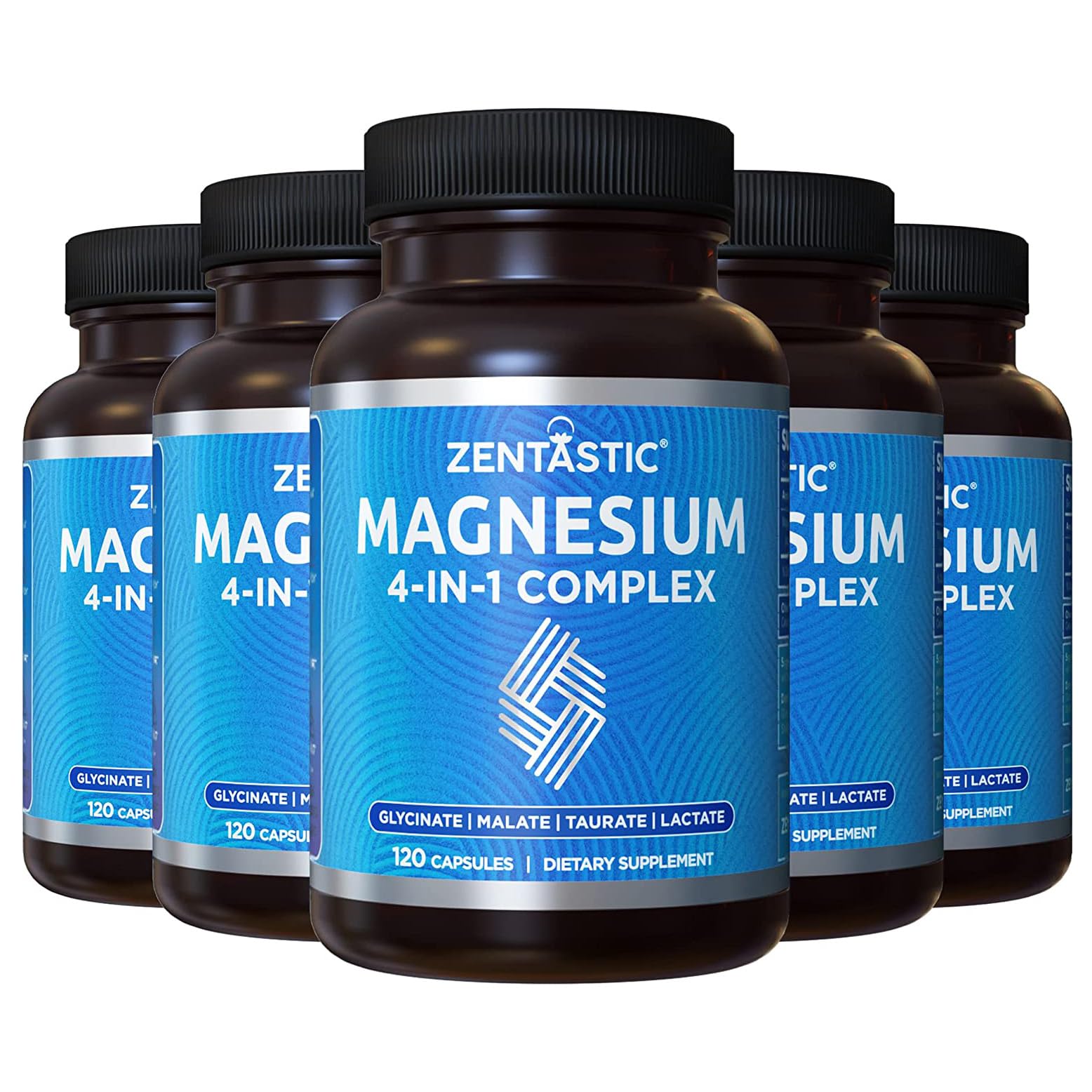 ZentasticMagnesium Complex - 600 Magnesium Capsules - Chelated Magnesium Glycinate, Malate, Taurate & Lactate - Support Bones, Muscles