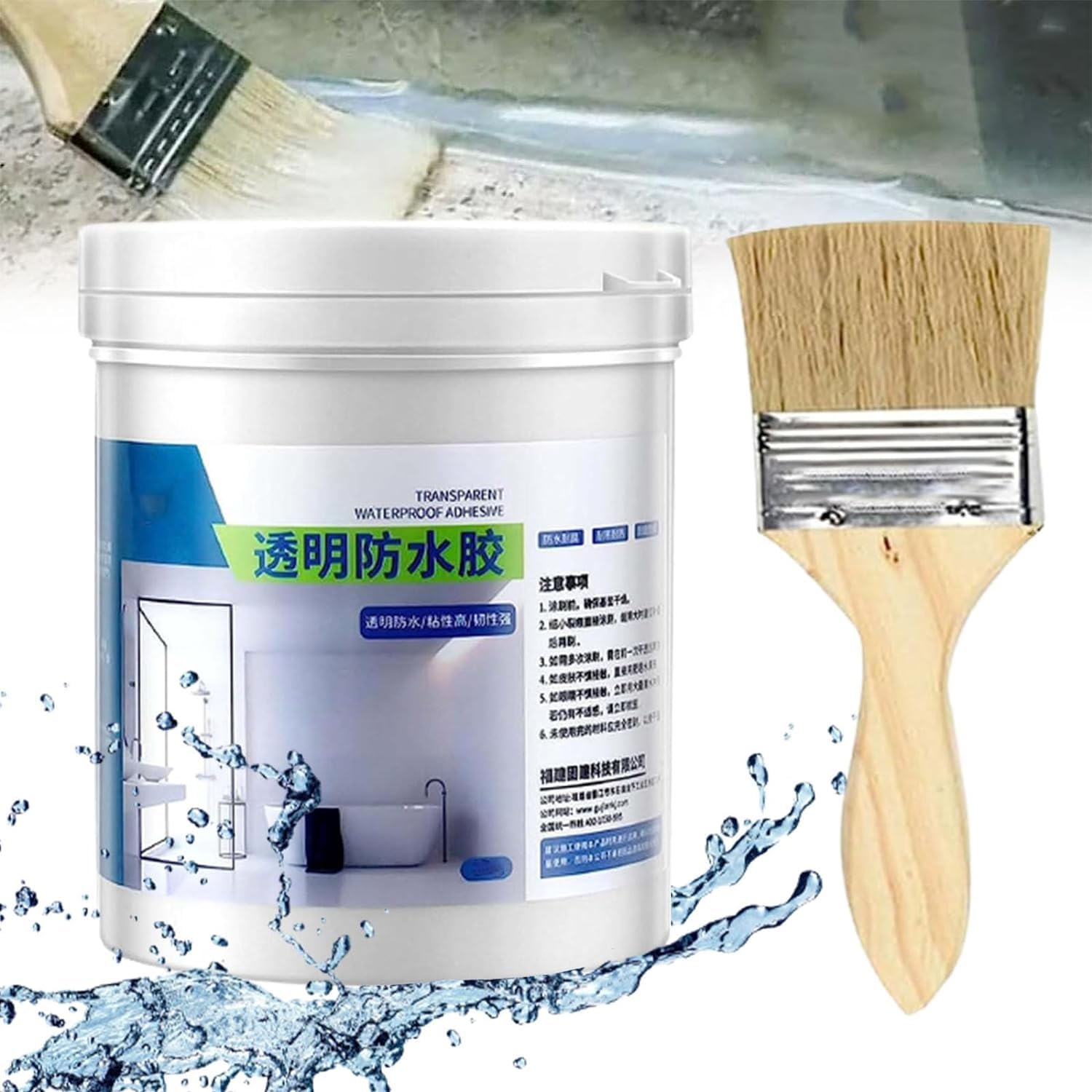 Bathroom Transparent Waterproof Glue, Invisible Transparent Adhesive Mighty Sealant Paste, Waterproof Anti-Leakage Agent, Transparent Quick Drying Adhesive （500g）