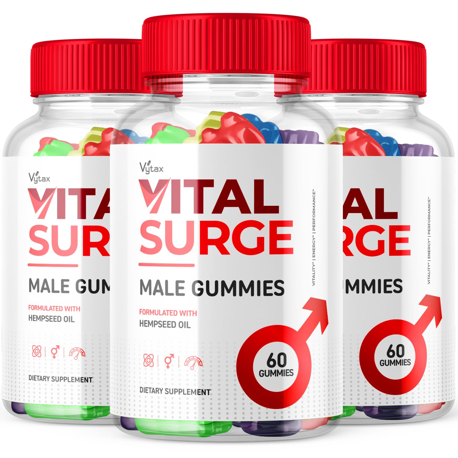 (3 Pack) Vital Surge Mens Gummies, Vital Vita Surge Detox Gomitas Advanced Max Strength Formula 1000MG Chewable Vitamin Supplement - Vitalsurge Vitasurge All Natural Ingredients Chews (180 Gummies)