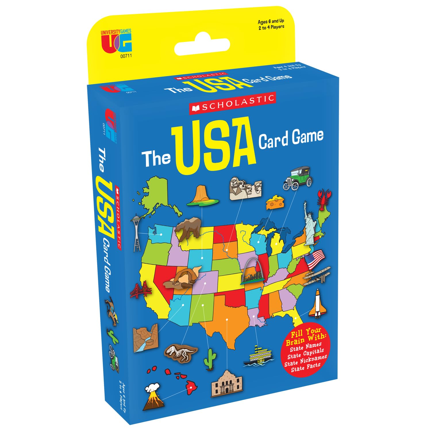 University Games | Scholastic USA Travel Card Game, Learn State Capitals and Historic Facts, Great Geography Challenge Card Game for Kids Ages 6 and Up