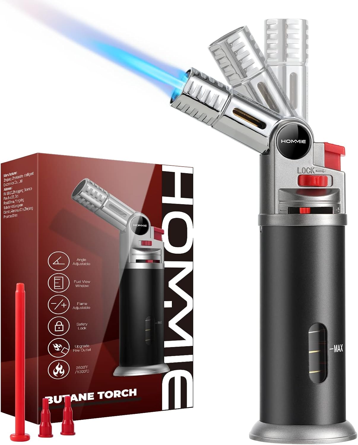 Hommie Blow Torch with Rotatable Head, Fits All Butane Tanks Refillable ...