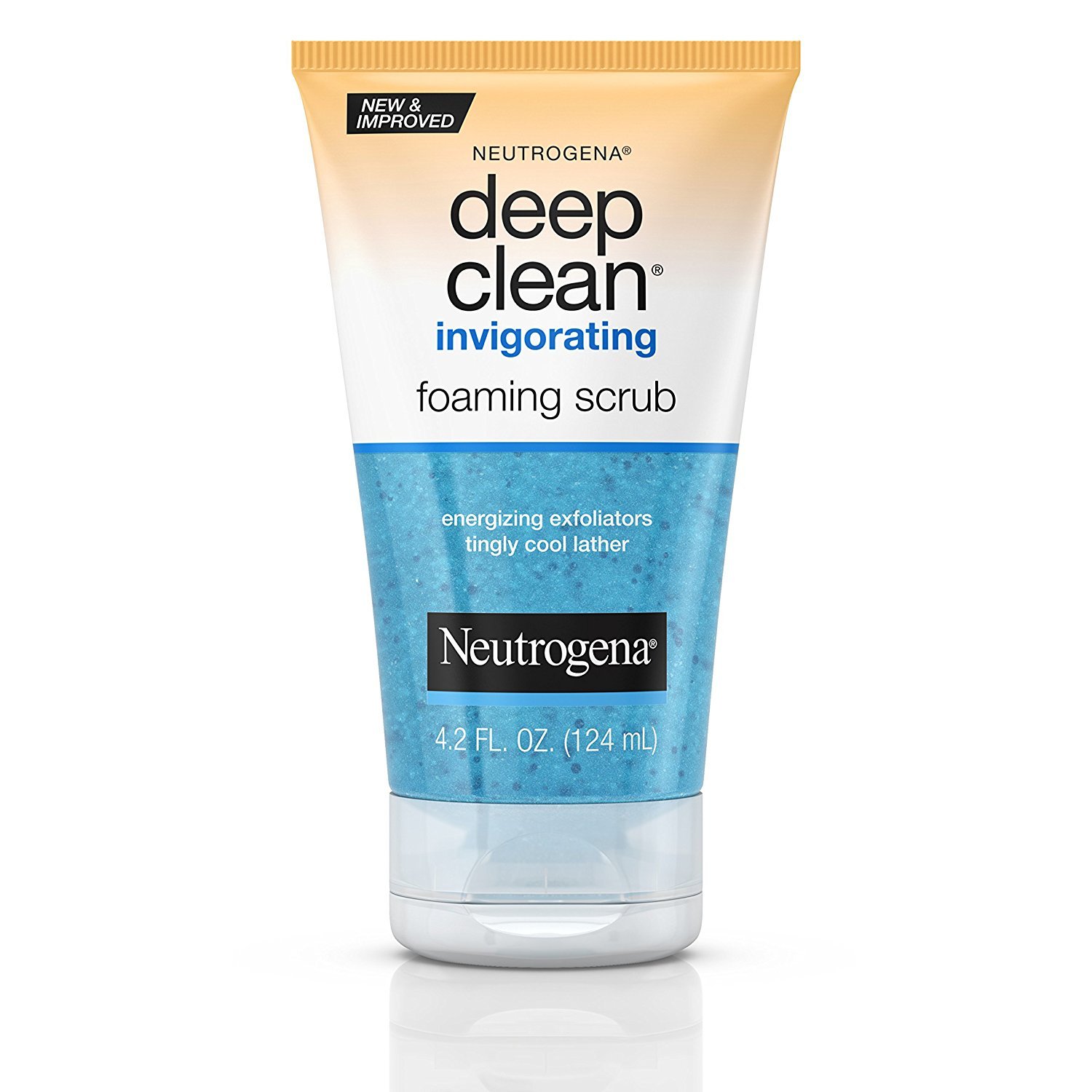 Neutrogena Deep Clean Invigorating Foaming Facial Scrub with Glycerin, Cooling & Exfoliating Gel Face Wash to Remove Dirt, Oil & Makeup, 4.2 fl. oz