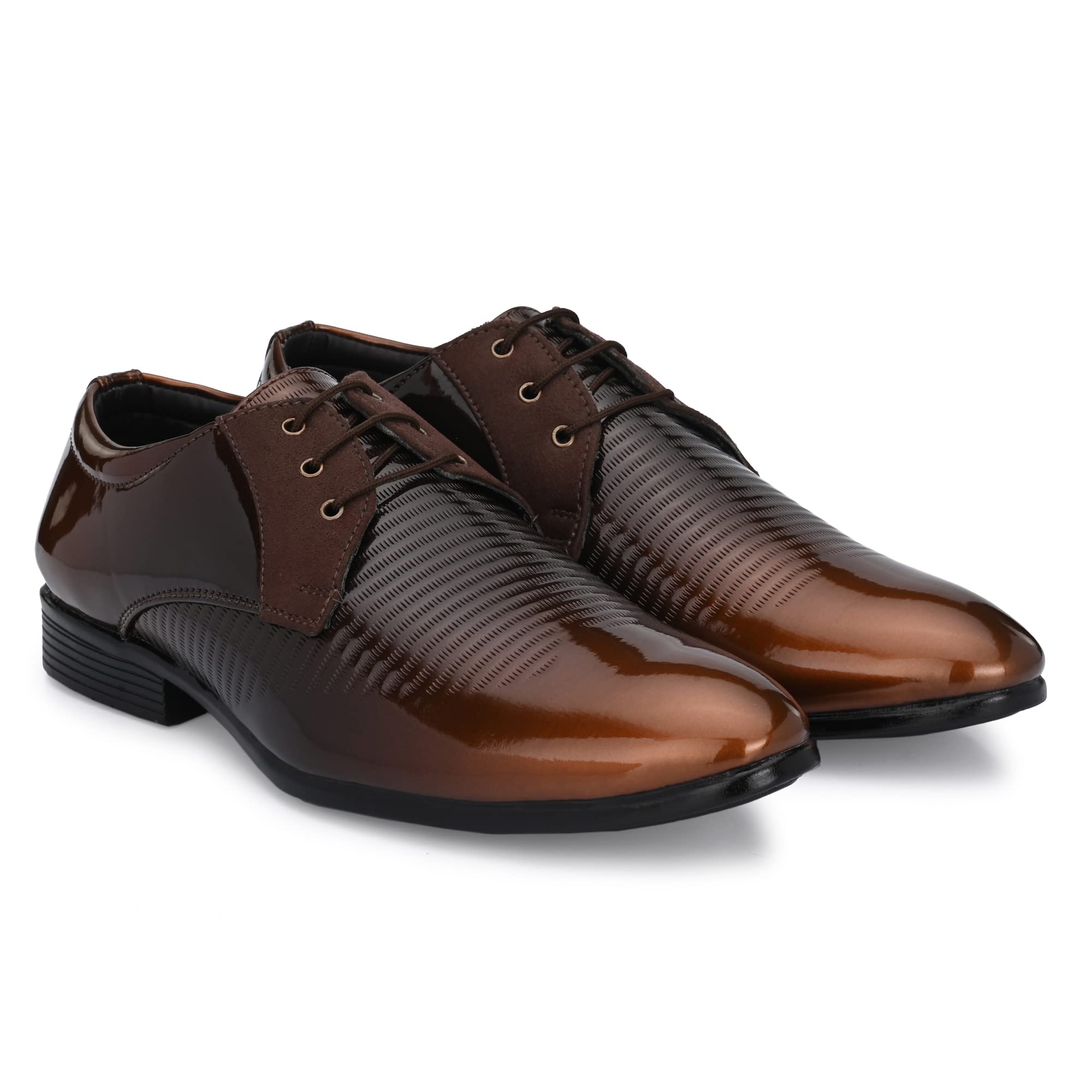 G L TrendCasual Double Color Tone Patent Leather Derby Shoe for Men