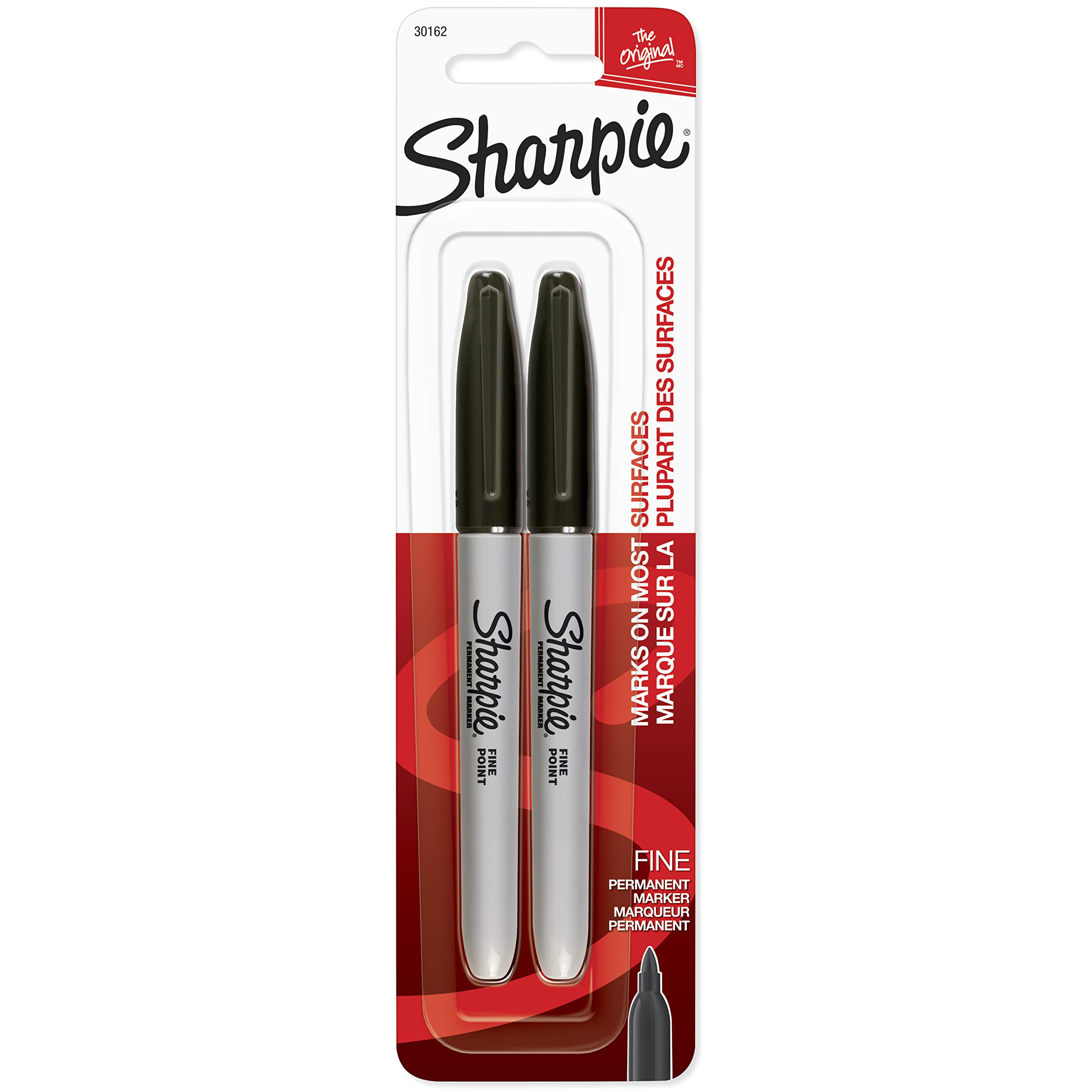 SharpiePermanent Markers, Fine Point, 2Ct, Black, 30162Pp