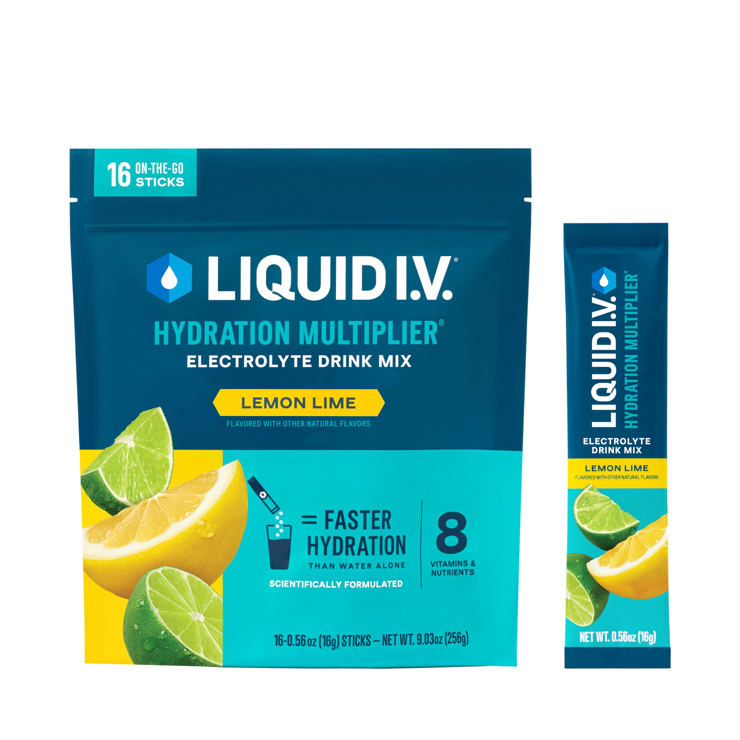 Liquid I.V.Hydration Multiplier - Lemon Lime | Electrolyte Powder Drink Mix | 1 Pack (16 Servings)