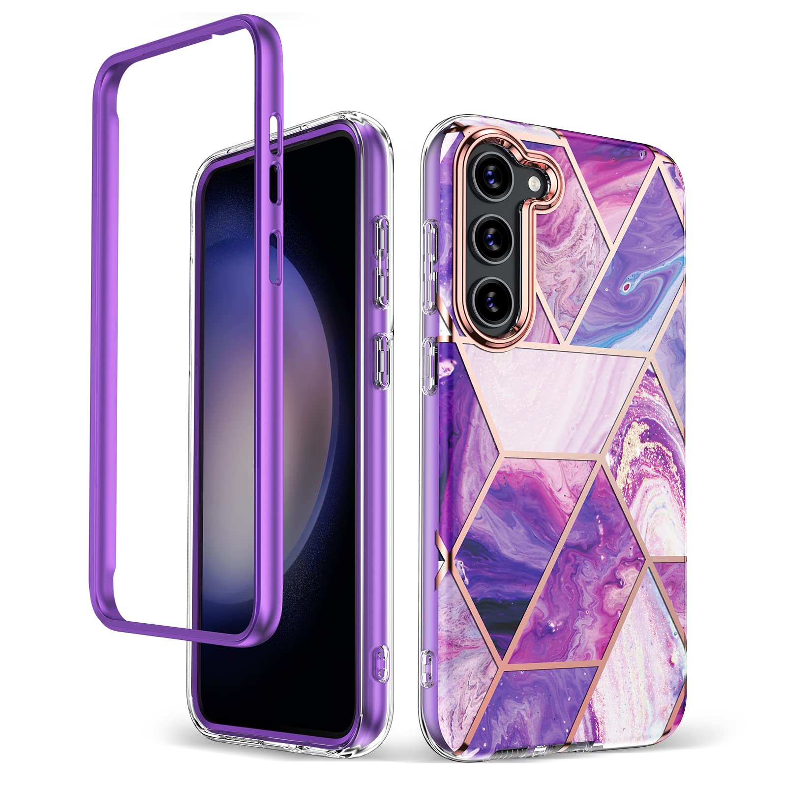 GOLINK Marble Case for Samsung Galaxy S23 5G 2023 Release 6.1 inch, Slim Stylish Protective Shockproof Bumper Case(Without Built-in Screen Protector)-Purple Marble