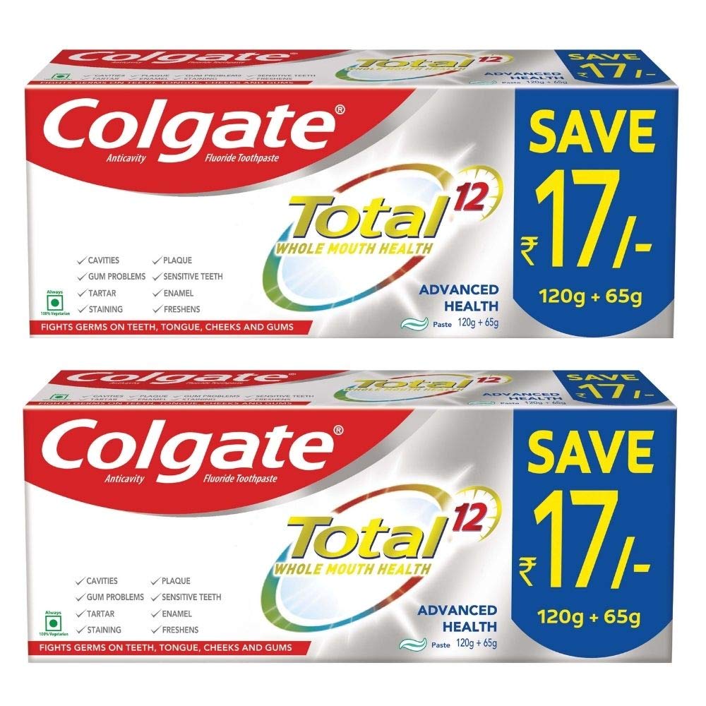 Colgate Total Deep Clean Sensitivity Relief, Cavity Protection, Plaque Removal, Tartar Control, Stain Removal, Bad Breath, Enamel Protection, Gingivitis Prevention Toothpaste (2 x185g) - Pack of 2