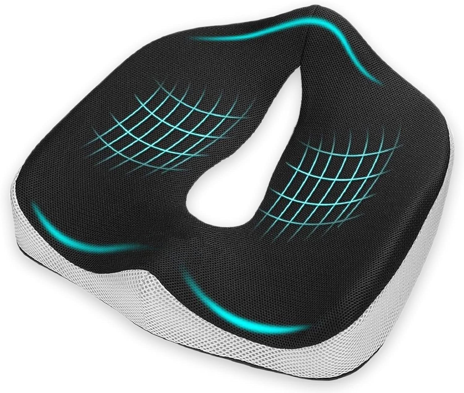 Memory Foam Seat Cushion with Lumbar Support - Ergonomic Design for Coccyx, Relieve Sciatica, Hemorrhoid, Tailbone and Back Pain - Washable Cover - Ideal for Chairs, Car Seats, Wheelchairs, Recliners