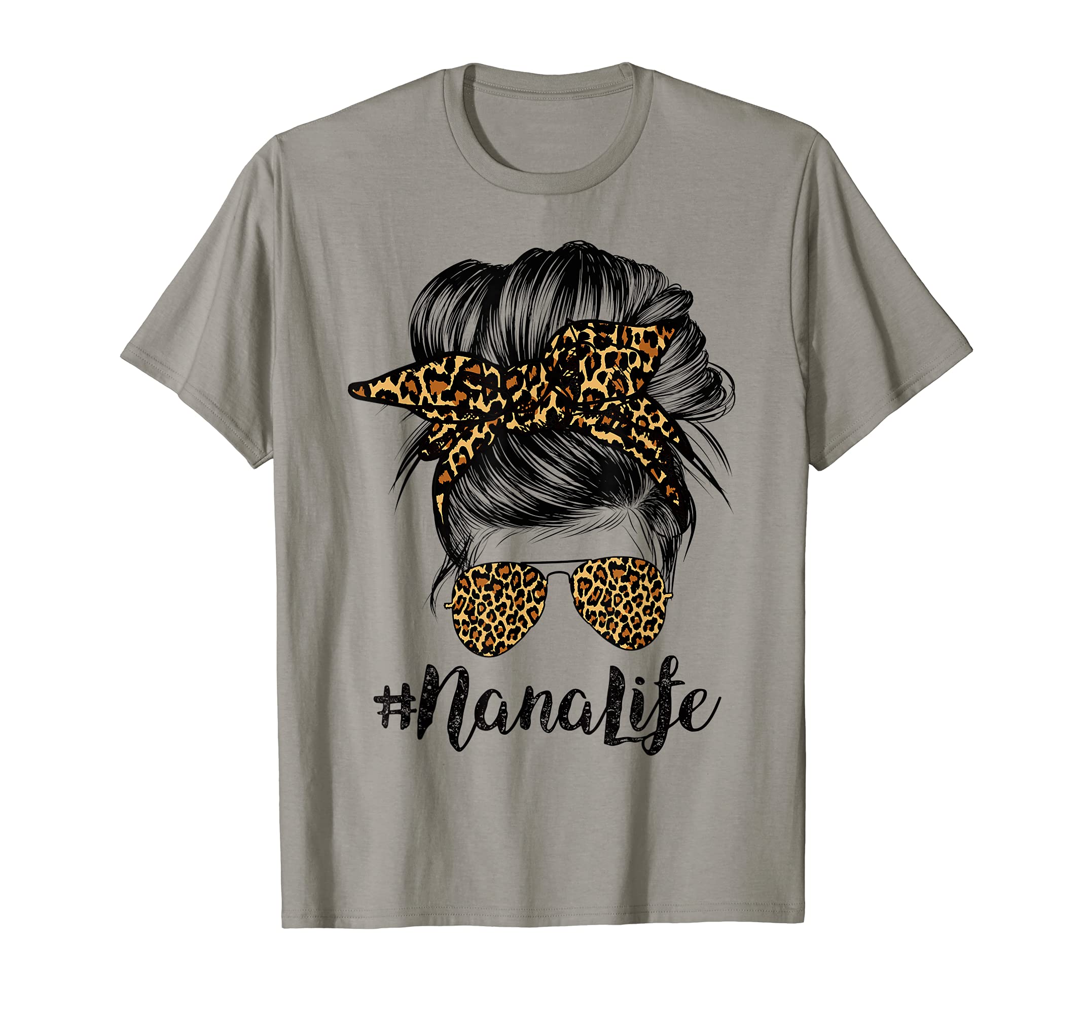 Nana Life Hair Bandana Glasses Leopard Print Mother's Day T-Shirt