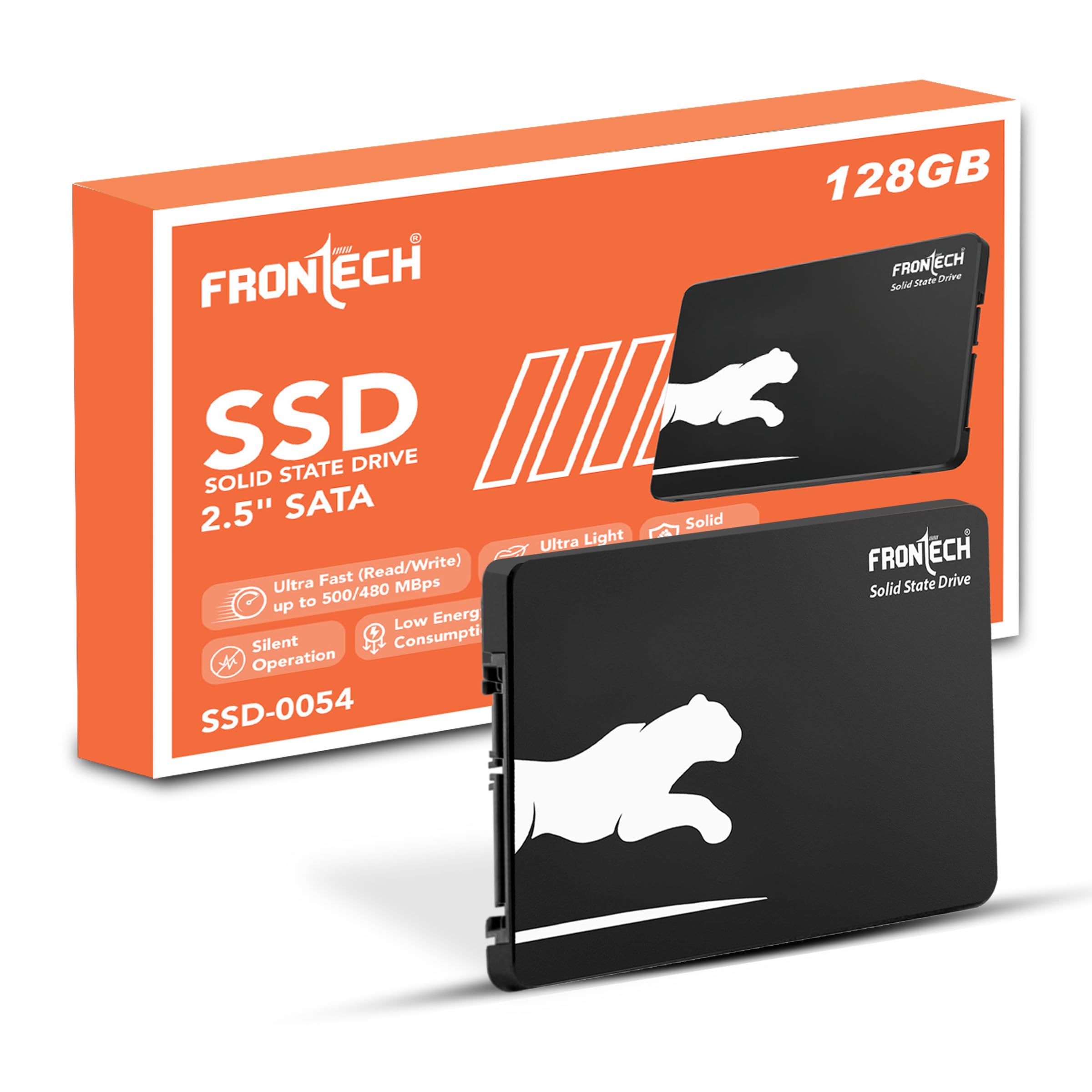 FRONTECH 128GB Internal SSD, 2.5 SATA3, TLC+SMI, Low Energy Consumption, Ultra Fast with Read/Write Speed Upto 500/480 Mbps, (SSD-0054, Black)