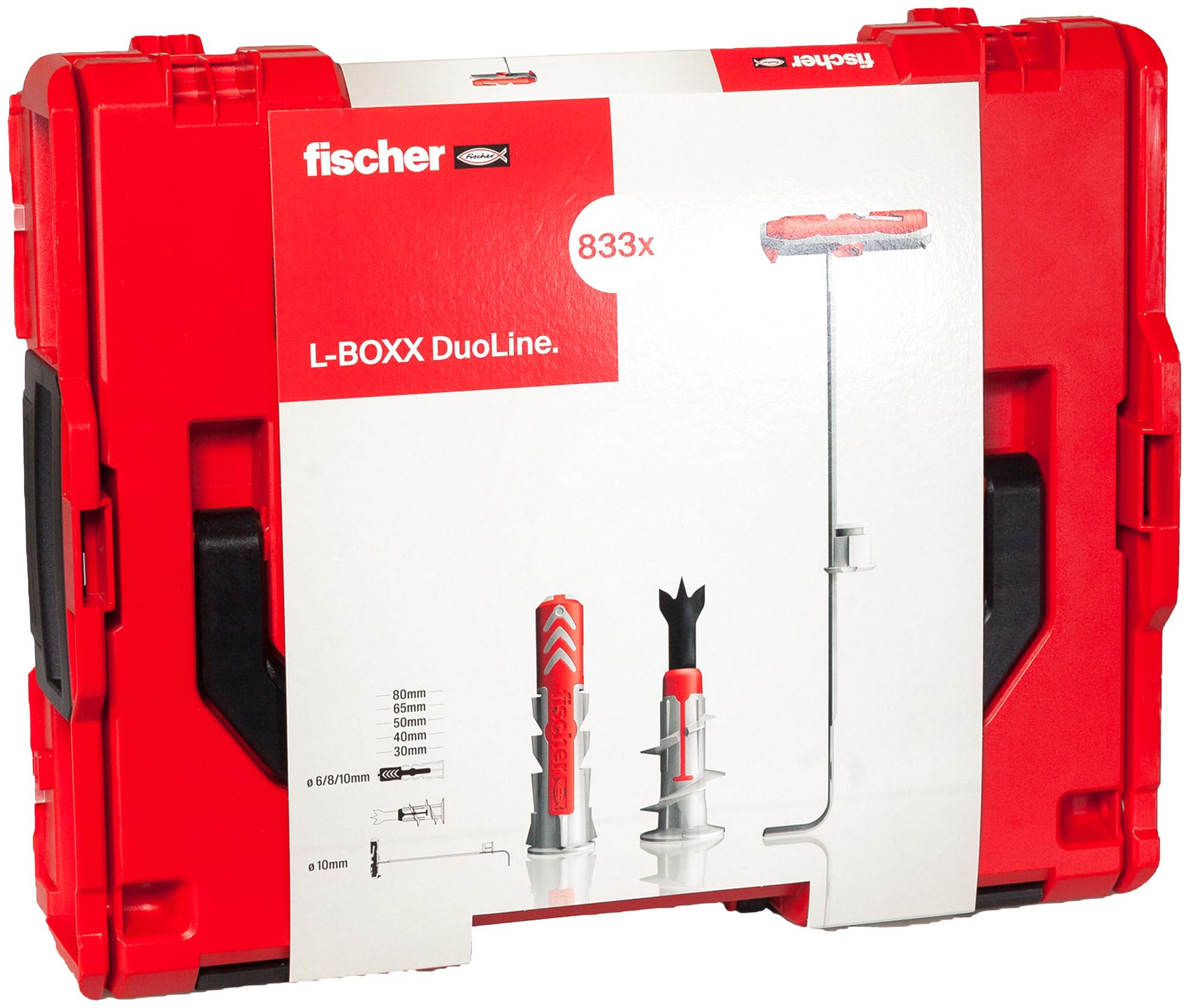 fischer L-BOXX DuoLine Assorted Box 833pcs (770x DuoPower, 45x DuoBlade, 18x DuoTec) Standard Fasteners for All Building Materials Safe and Convenient Transport