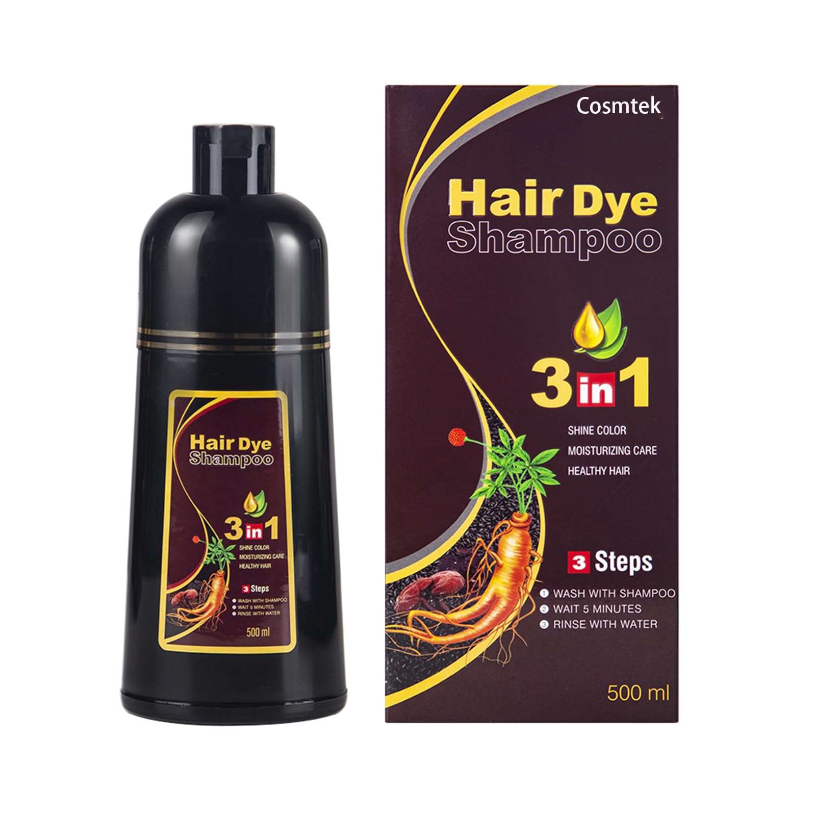 MEIDU Instant Hair Color Shampoo Chestnut Brown Hair Dye Shampoo for Women & Men 3 in 1- Herbal Ingredients Coloring Shampoo in Minutes 500ML