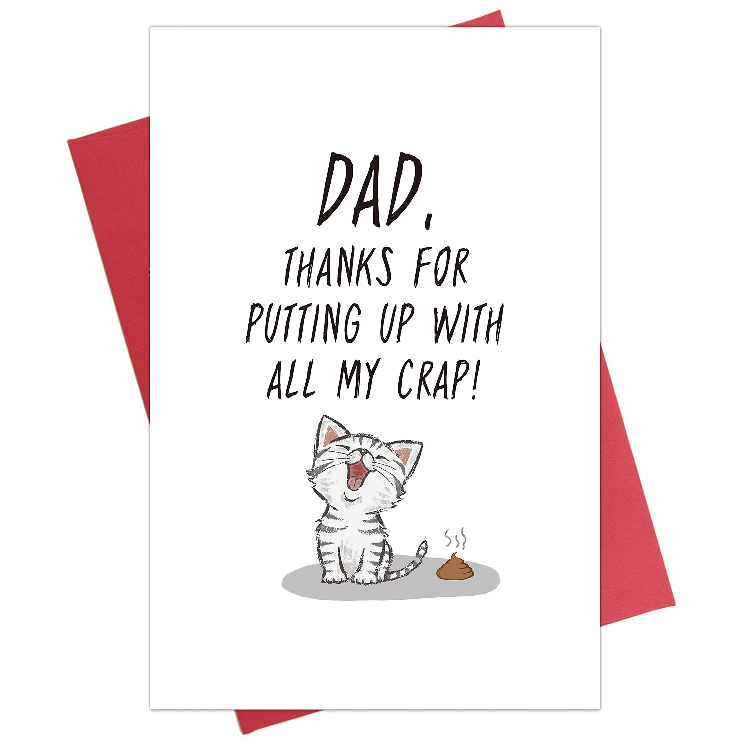 Decolove Funny Card for Dad, Birthday Card for Daddy, Fathers Day Card for Cat Lover