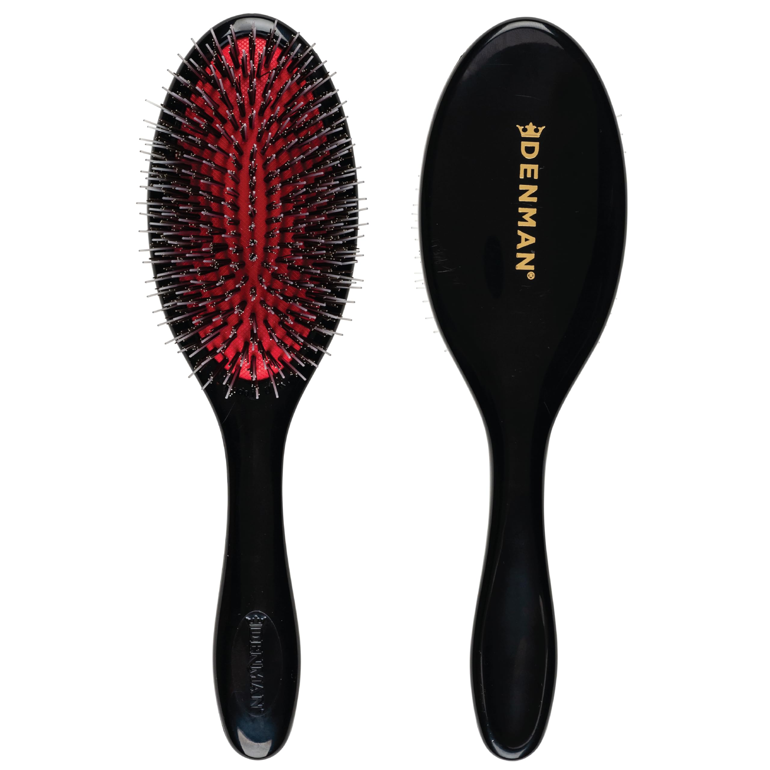 Denman D81M Medium Nylon/Bristle Cushion Hairbrush, black