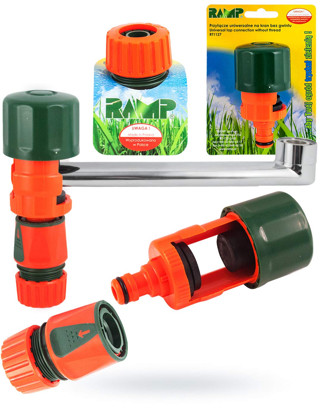 GH TRADEUniversal Tap Connector Adapter Mixer Kitchen Garden Hose Pipe + Quick Connector 1/2 inch